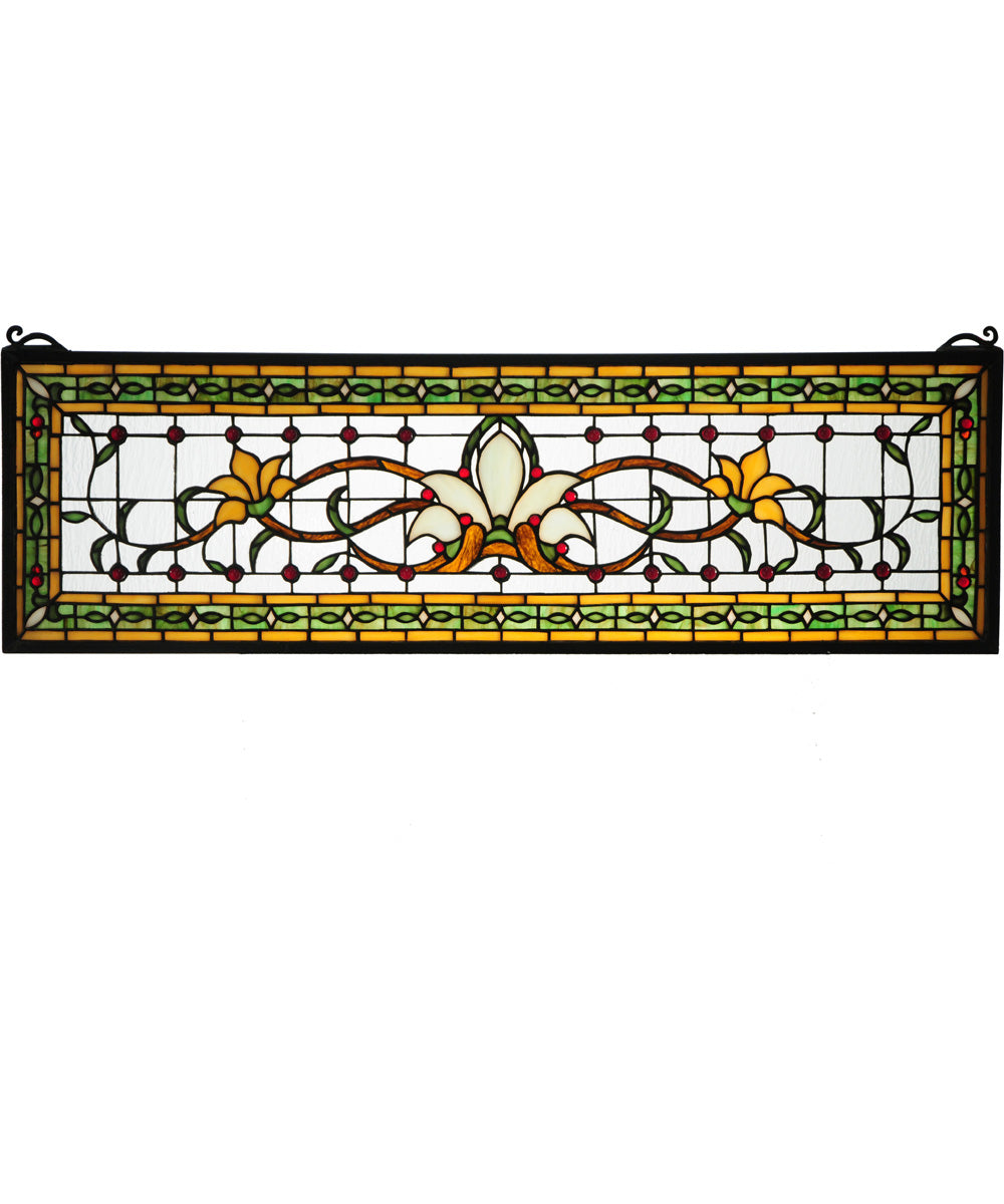 10H x 33W Fairytale Stained Glass Transom Window - Elegant Home Decor for Living Room, Bedroom & Entryway
