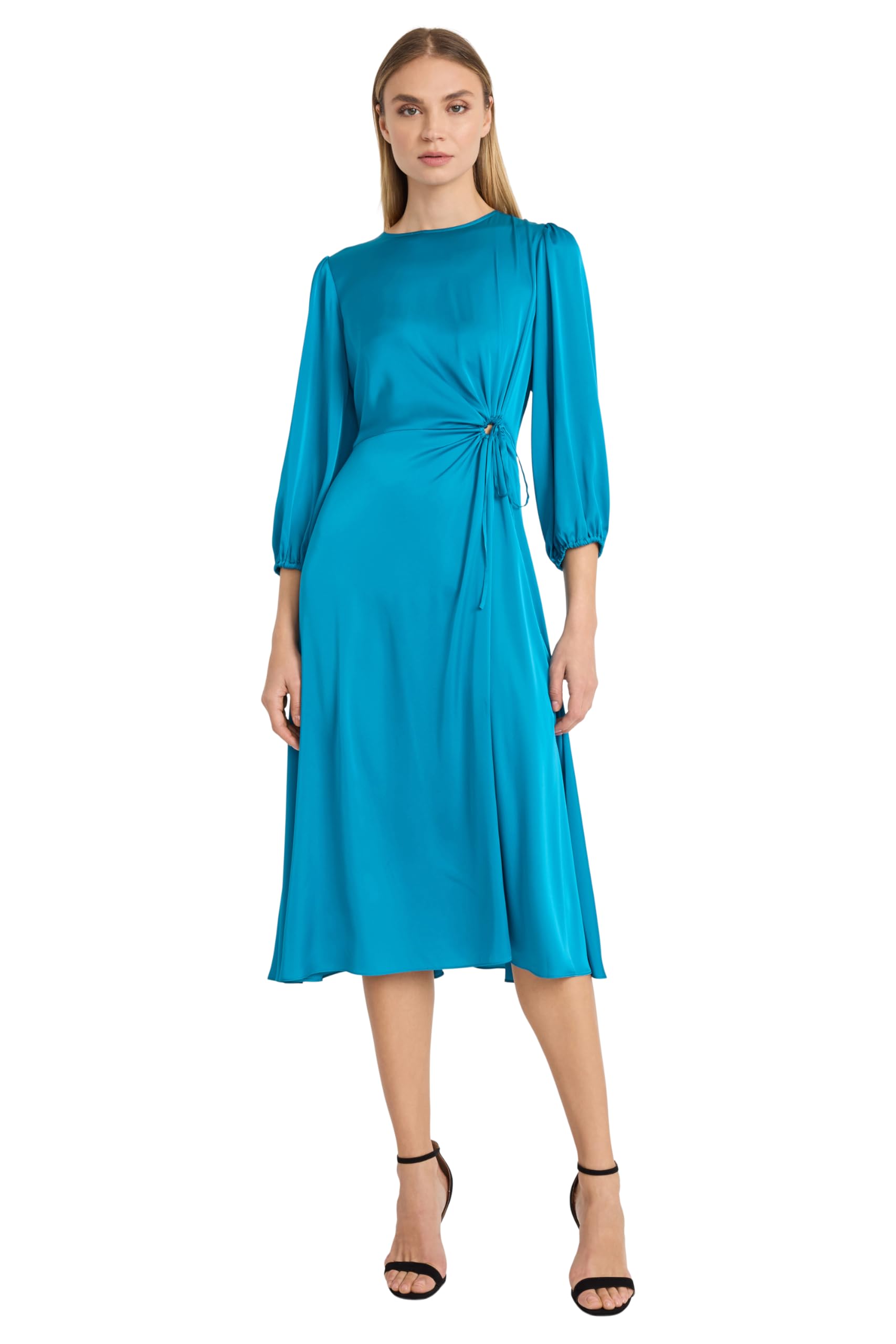 Donna Morgan Women's Long Sleeve Wrap Dress with Waist Tie - Business Casual Midi Dress for Office, Work & Special Occasions | Flattering Workwear & Professional Attire
