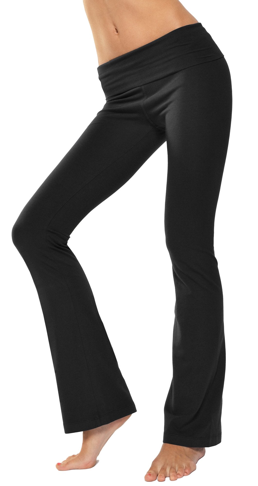 Hard Tail Forever Women's Roll Down Boot Leg Yoga Pants - High Waisted Stretchy Workout Leggings for Running, Gym & Lounge Wear