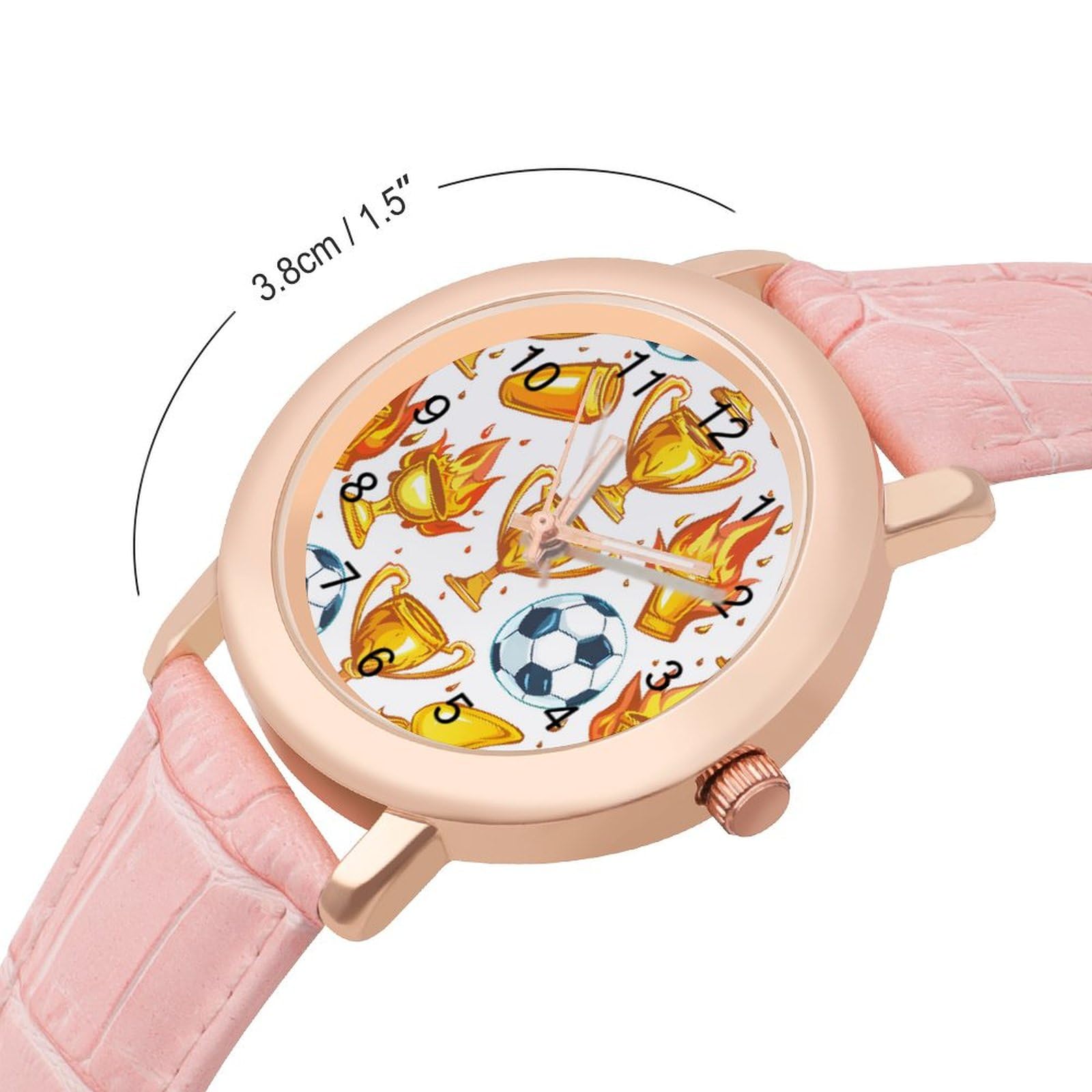 Scooer Football on Fire Women's Leather Strap Quartz Wristwatch - Classic Analog Watch with Bracelet for Women, Perfect for Travel, Work, and Everyday Wear