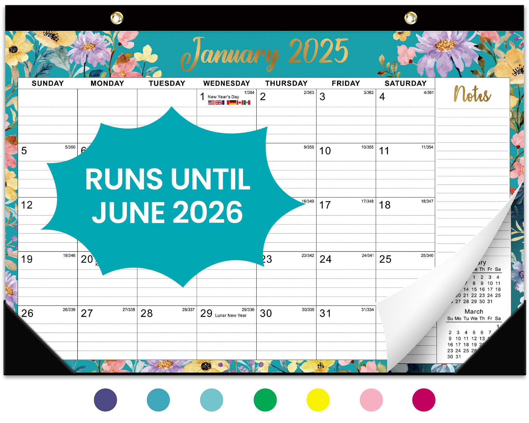 2025-2026 18-Month Desk Calendar (Jan 2025 - Jun 2026) | Large 17
