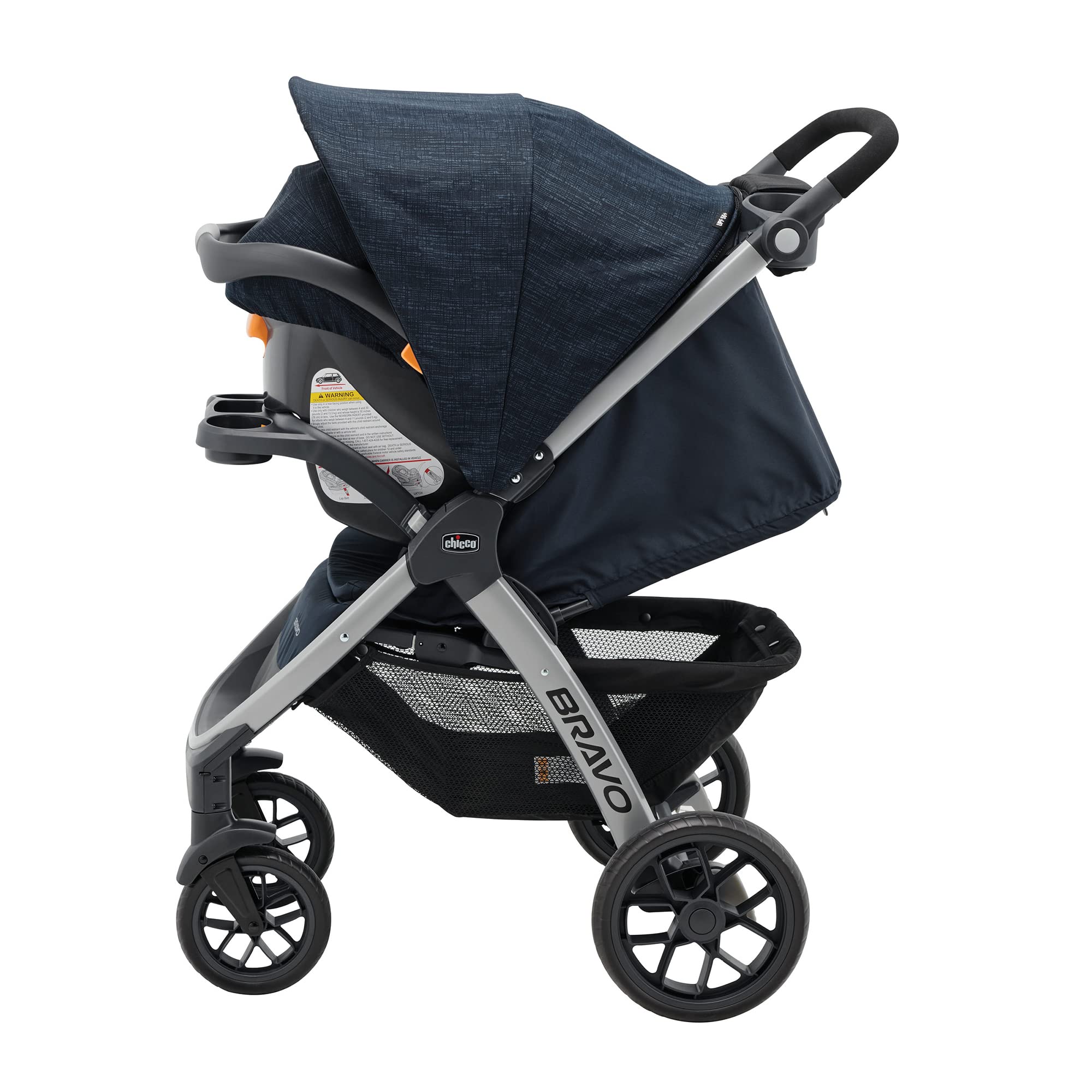 Chicco Bravo 3-in-1 Trio Travel System with Quick-Fold Stroller & KeyFit 30 Infant Car Seat - Brooklyn/Navy | Safe & Convenient Car Seat & Stroller Combo for Newborns | Perfect for City Walks, Shopping & Family Outings