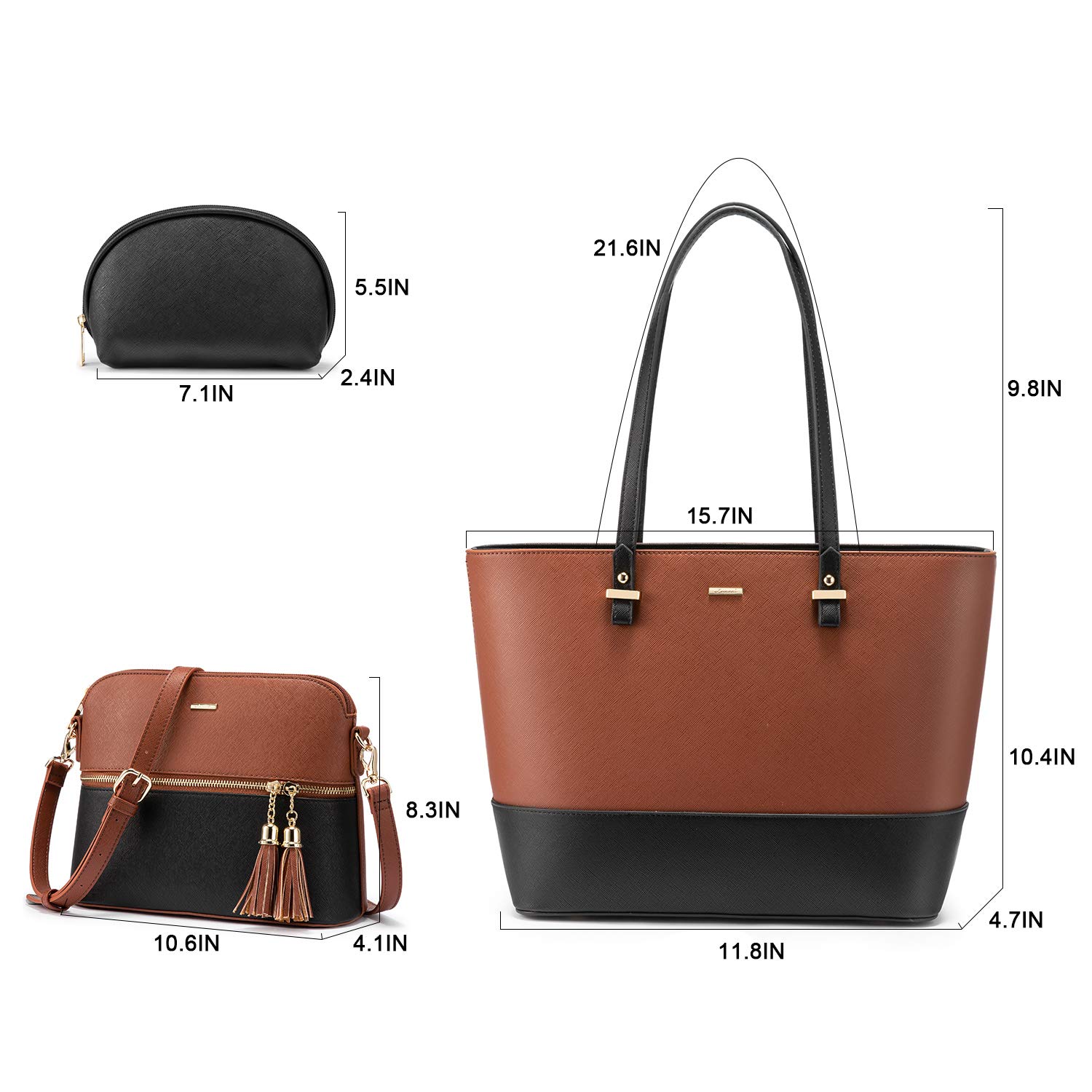 LOVEVOOK Women's Handbags Set - 3 Piece Shoulder Bag, Tote & Satchel Purse for Work, Travel & Everyday Use | Stylish & Durable Hobo Bags