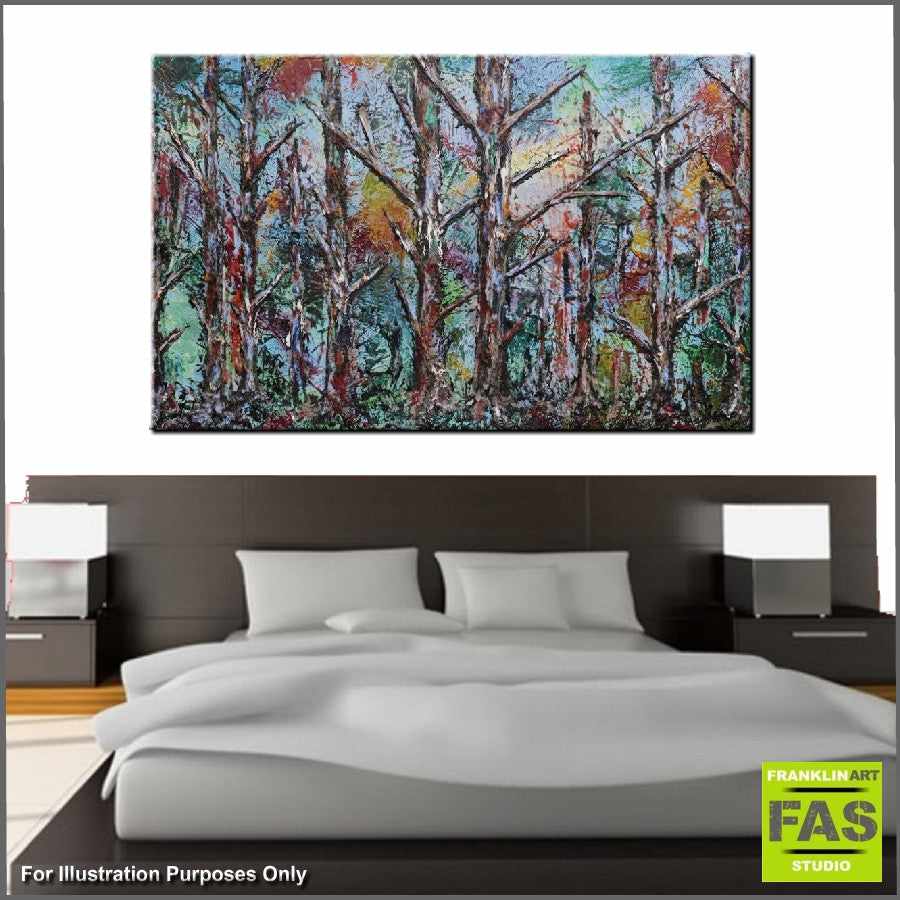 Abstract Realism Autumn Landscape Painting - Handmade Wall Art for Living Room, Bedroom & Office Decor | Fall Nature Inspired Home Decor