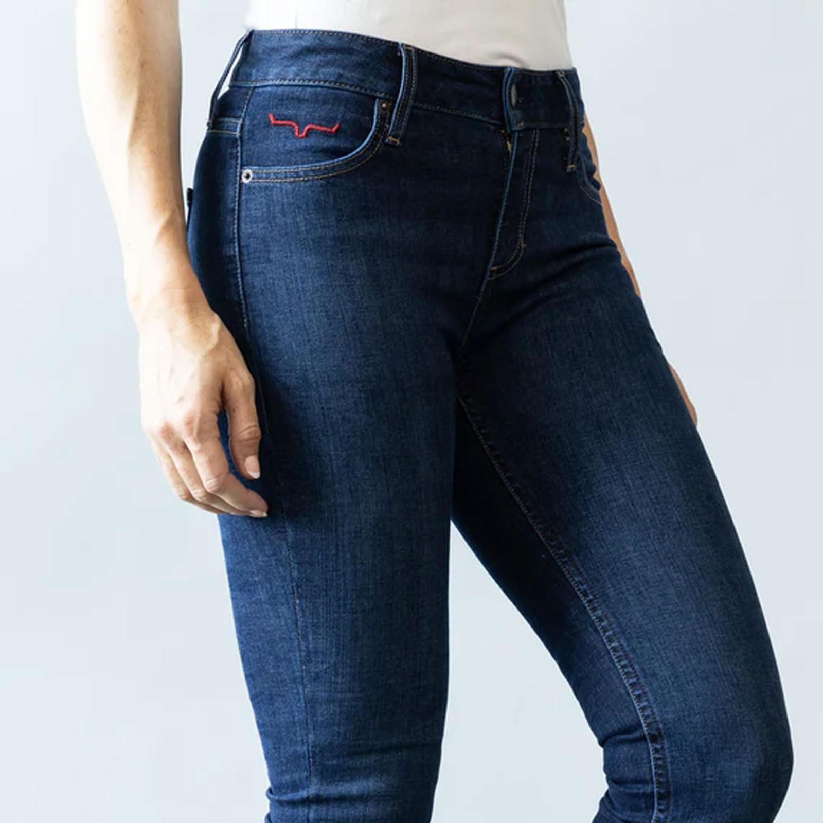 Kimes Ranch Women's Chloe Casual Western Mid-Rise Bootcut Jeans - Dark Wash Blue Tri-Blend Denim Pants for Everyday Wear & Country Style Outfits