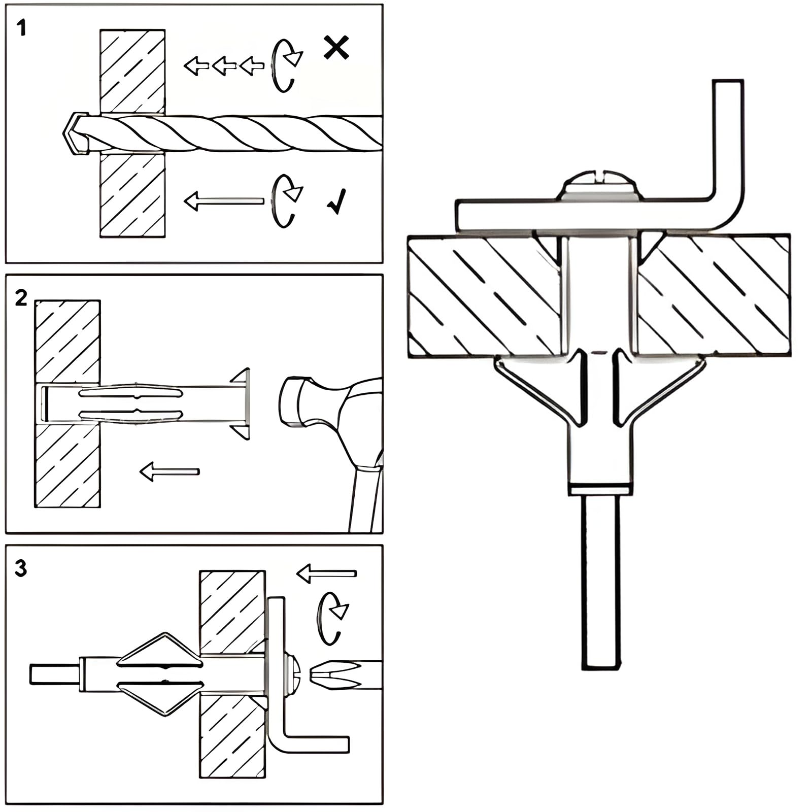 20Pcs Heavy Duty Drywall Anchors with Screws - Self-Drilling Hollow Wall Anchors & Butterfly Expansion Plugs - White Plastic Wall Anchors Kit for Curtains, Shelves & Plasterboard Installation - Perfect for Home, Office & DIY Projects