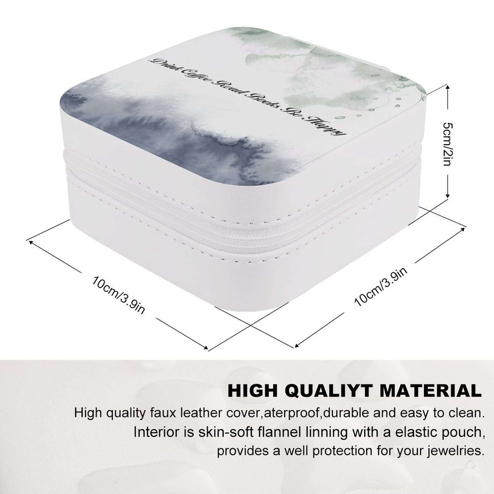PU Leather Jewelry Box - Portable Travel Organizer for Rings, Earrings, Necklaces & Bracelets | Perfect for Storage, Display & Travel | Great Gift for Coffee Lovers & Book Readers