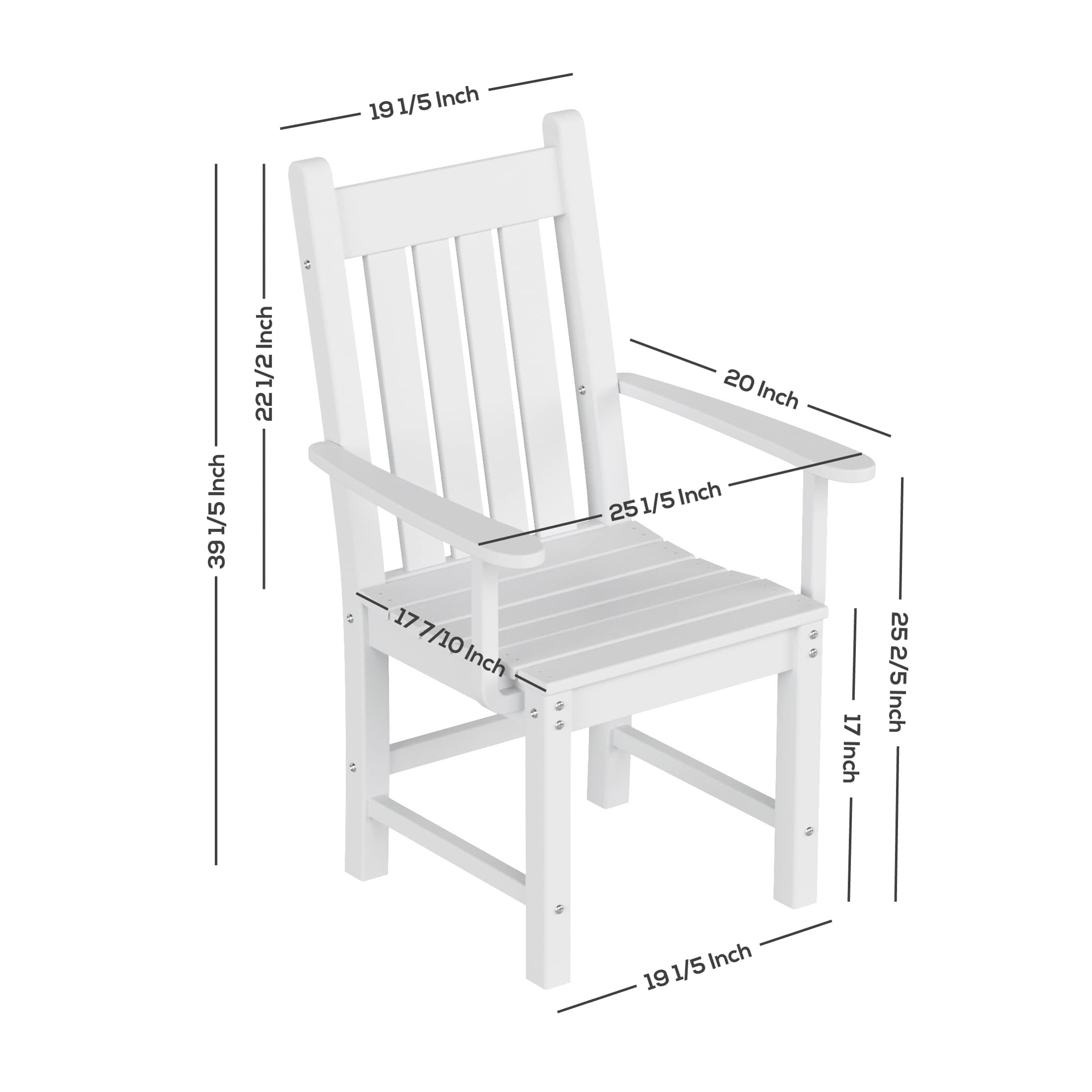 WestinTrends Malibu Classic Outdoor Dining Chairs with Arms - All Weather Poly Lumber Adirondack Patio Chairs for Restaurant, Bistro & Backyard - 350 LBS Weight Capacity - Arched Backrest & Curved Seat - Black - Perfect for Poolside, Garden, Deck & Outdoor Dining Areas