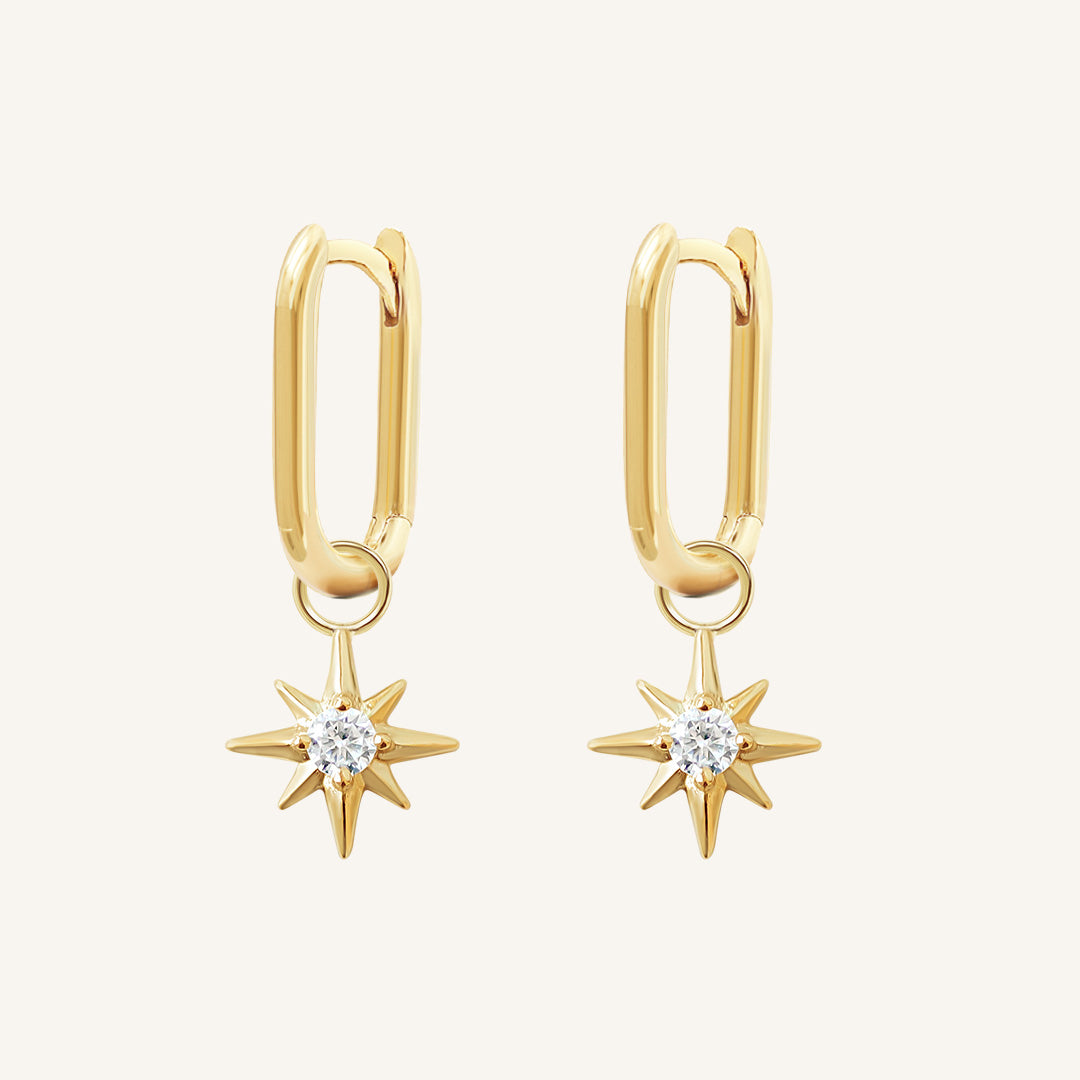 Contentment Star Rectangle Hoops - Trendy Geometric Earrings for Women | Perfect for Everyday Wear, Parties & Special Occasions