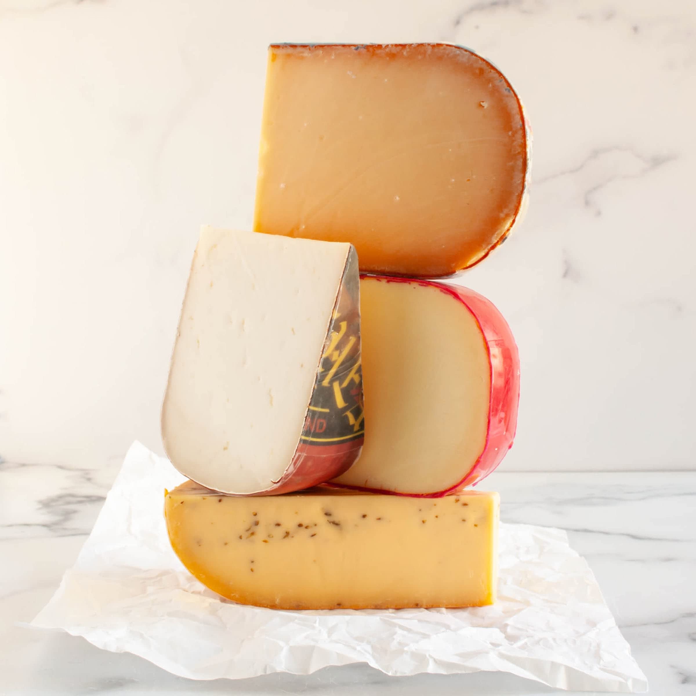 Premium Dutch Cheese Gift Box - Aged Beemster Gouda, Leyden, Dorothea & Red Wax Gouda Cheese Assortment | Gourmet Cheese Board, Wine Pairing & Charcuterie Platter