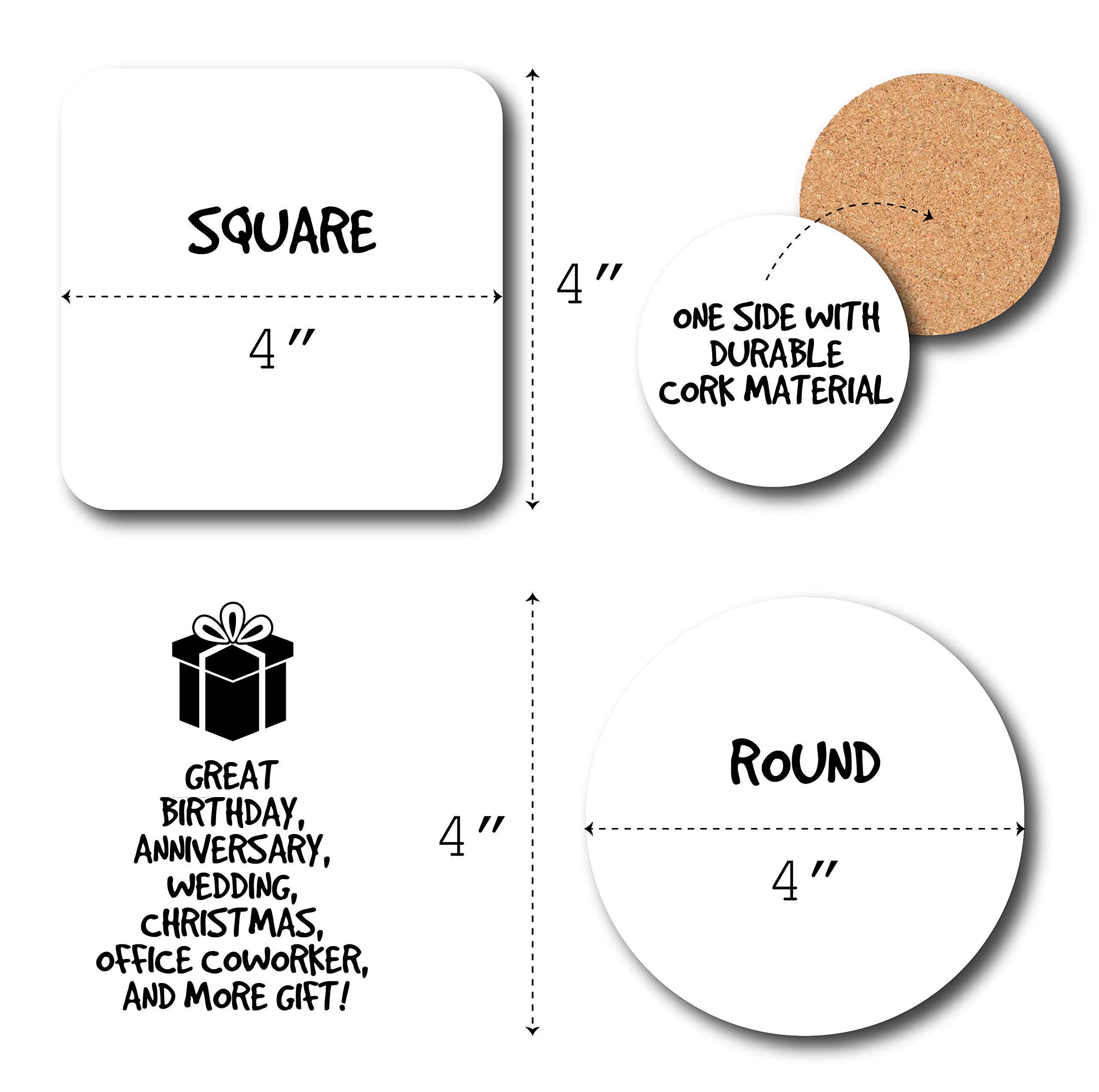 Custom 4th of July Coasters Set of 4 or 6 - Patriotic Independence Day Drink Coasters with Spill Protection - Round & Square Durable Printed Table Coasters - Personalized Gift for Family & Friends - Perfect for BBQs, Parties & Home Decor