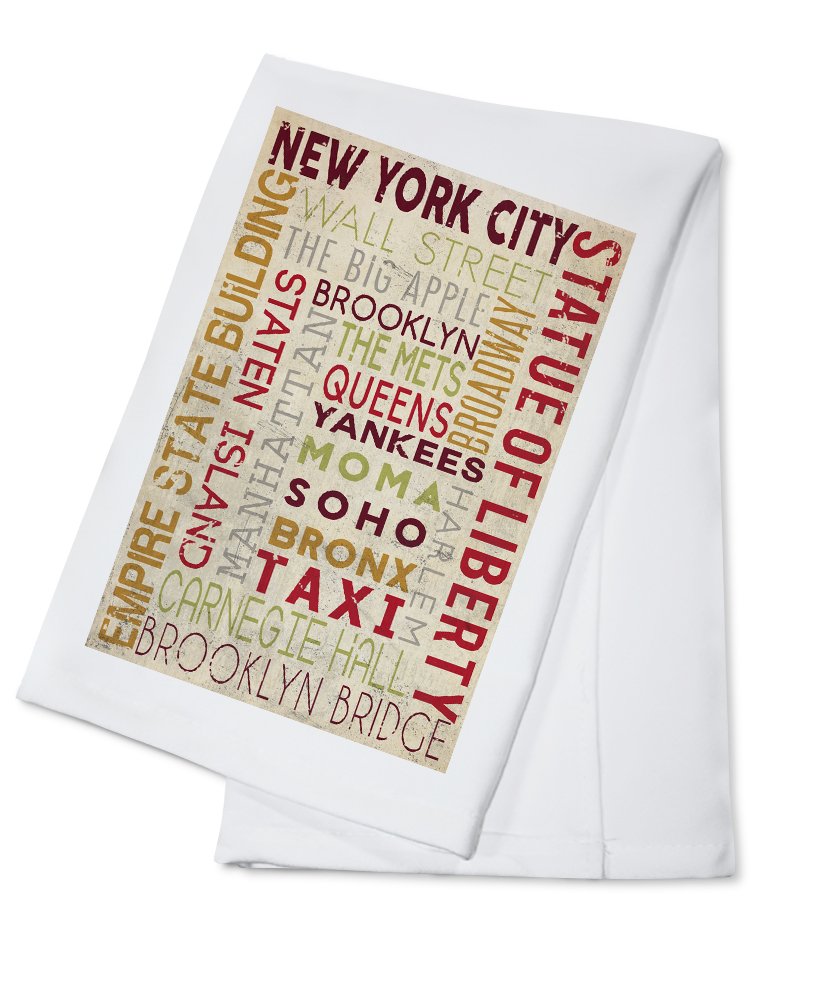 Vintage New York Typography 100% Cotton Tea Towel - Absorbent Kitchen Hand Towel for Dish Drying & Decorative Home Decor | Perfect for Coffee Shops, Farmhouse Kitchens, Housewarming Gifts & Everyday Use in Modern Homes