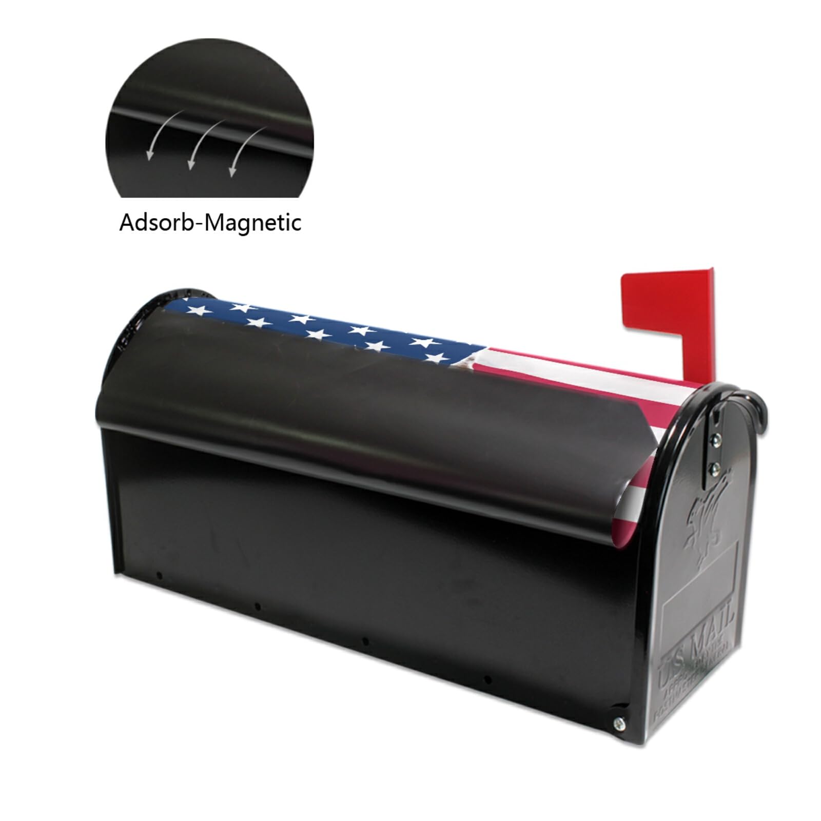 Wamika Magnetic Cat Mailbox Cover with USA Flag Design - Large 18x21 Inch Weatherproof Decorative Mailbox Wrap for Front Porch & Home Decor