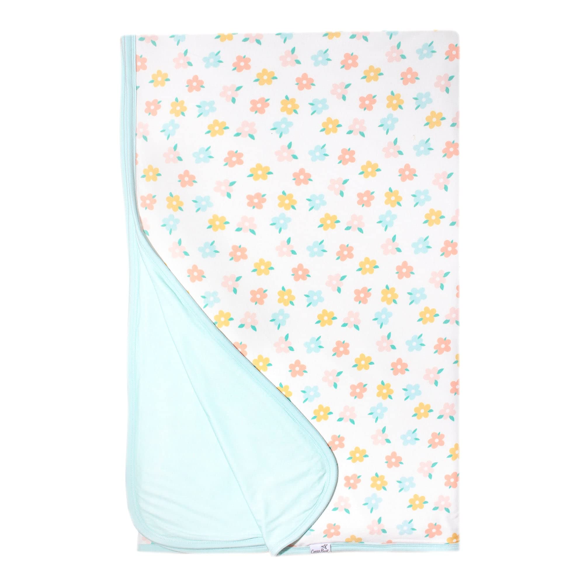 Premium 46x46 Copper Pearl Jumbo 3-Layer Baby Blanket - Ultra Soft Polyester/Rayon Blend for Newborns & Toddlers | Breathable & Cozy Nursery Blanket for Boys & Girls | Perfect for Swaddling, Stroller, Crib & Playtime | Daisy Print Baby Quilt