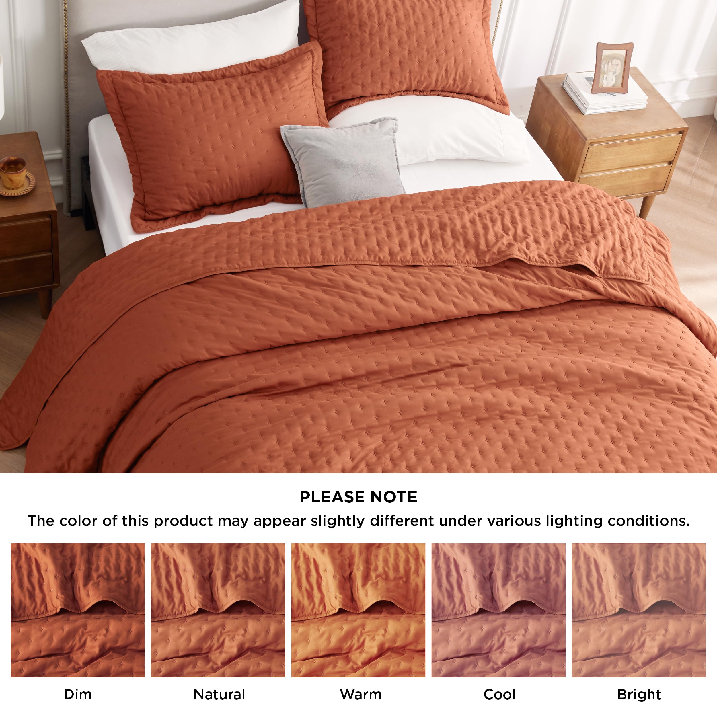 Bedsure Boho King Quilt Set - Ultra Soft Lightweight All-Season Comforter with 2 Pillow Shams, 106x96 Inch Red Orange Bedspread Coverlet for Bohemian Bedroom Decor | Perfect for Summer, Guest Rooms & Cozy Home Styling
