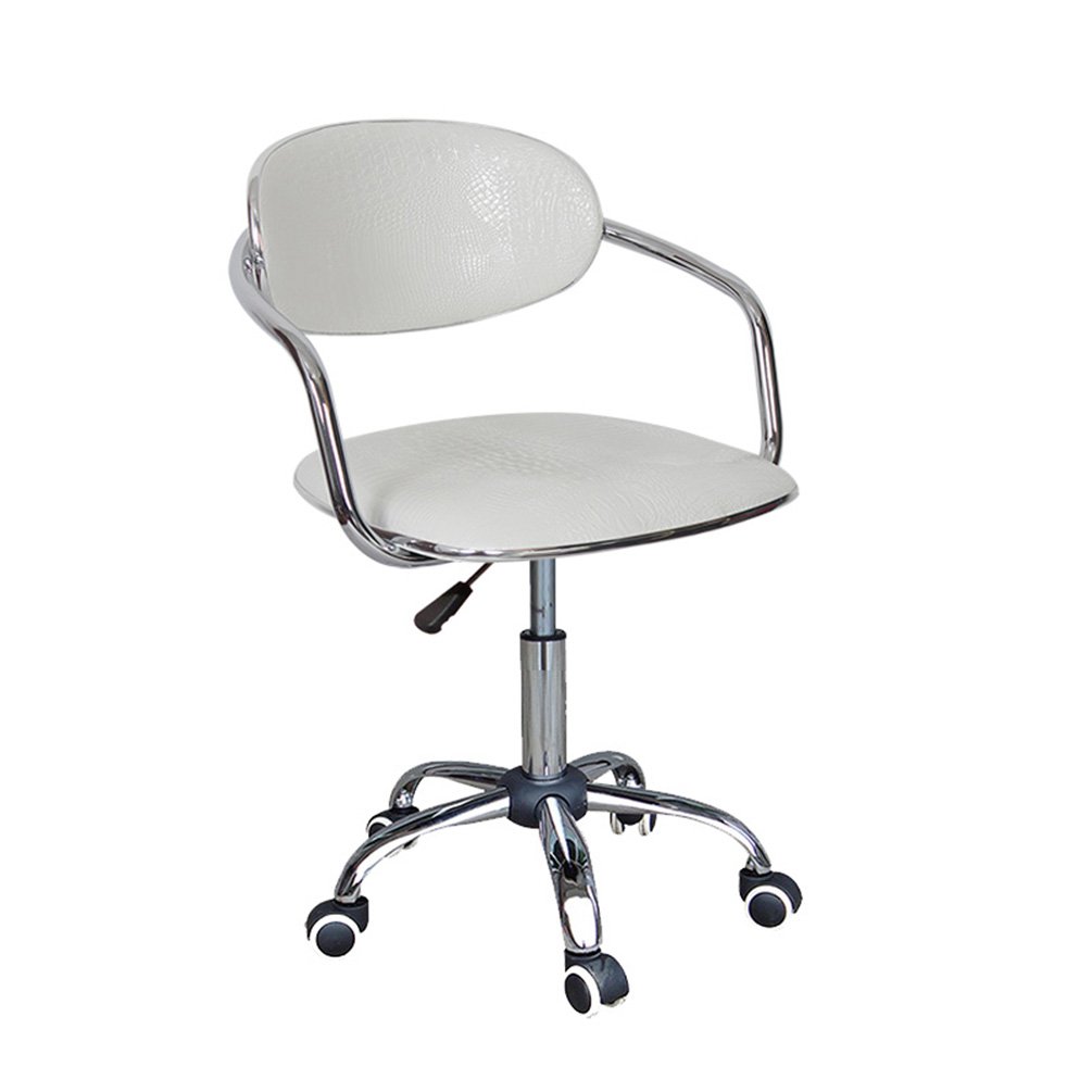 Ergonomic Home Office Computer Chair - Adjustable Swivel Rolling Stool with Backrest, 42-54CM Height - White | Perfect for Desk Work, Gaming & Cashier Stations