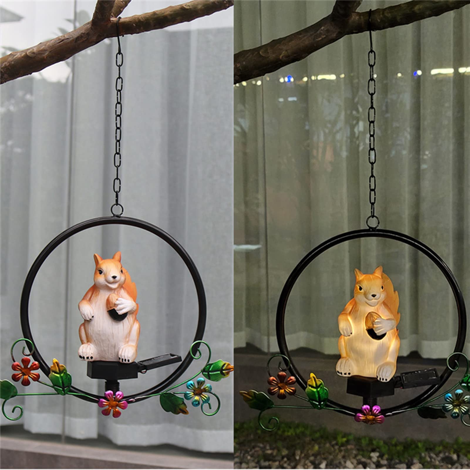Solar Powered Squirrel Garden Light - Waterproof LED Outdoor Decoration with Iron Hanger for Yard, Patio, Christmas - Perfect for Pathway Lighting & Nighttime Landscape Decor
