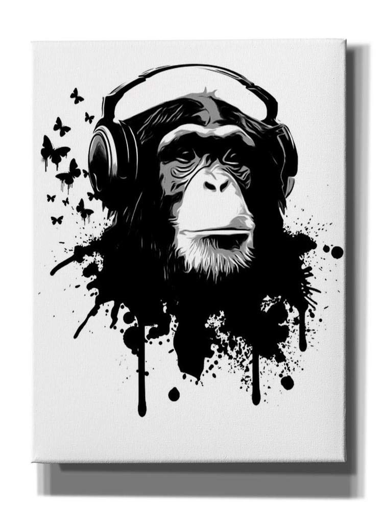 Nicklas Gustafsson 'Monkey Business' Canvas Wall Art 12x18 Inches - Modern Animal Print Painting for Living Room, Bedroom & Office Decor