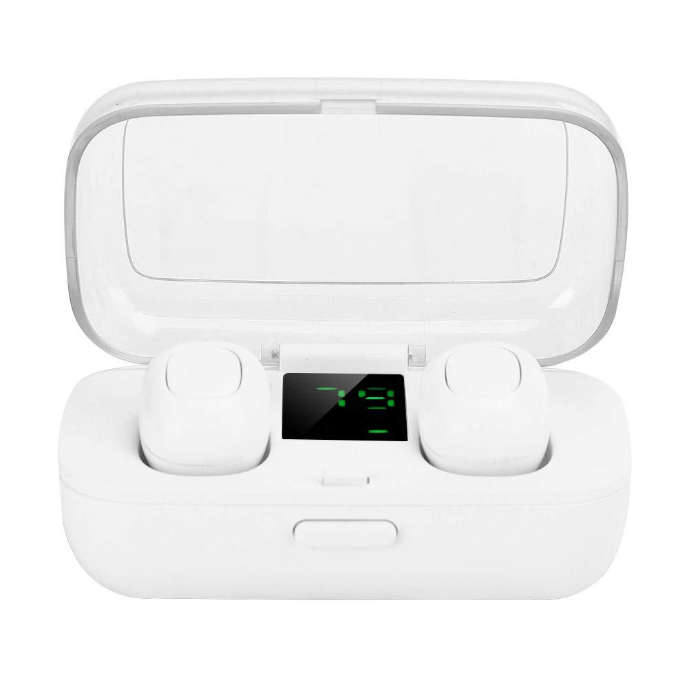 EBTOOLS Wireless Bluetooth Earbuds with Digital Display, TWS 5.0 Stereo Sound, Ergonomic In-Ear Design for Sports & Workouts - Sweatproof & Secure Fit (White) - Perfect for Running, Gym, Commuting & Outdoor Activities