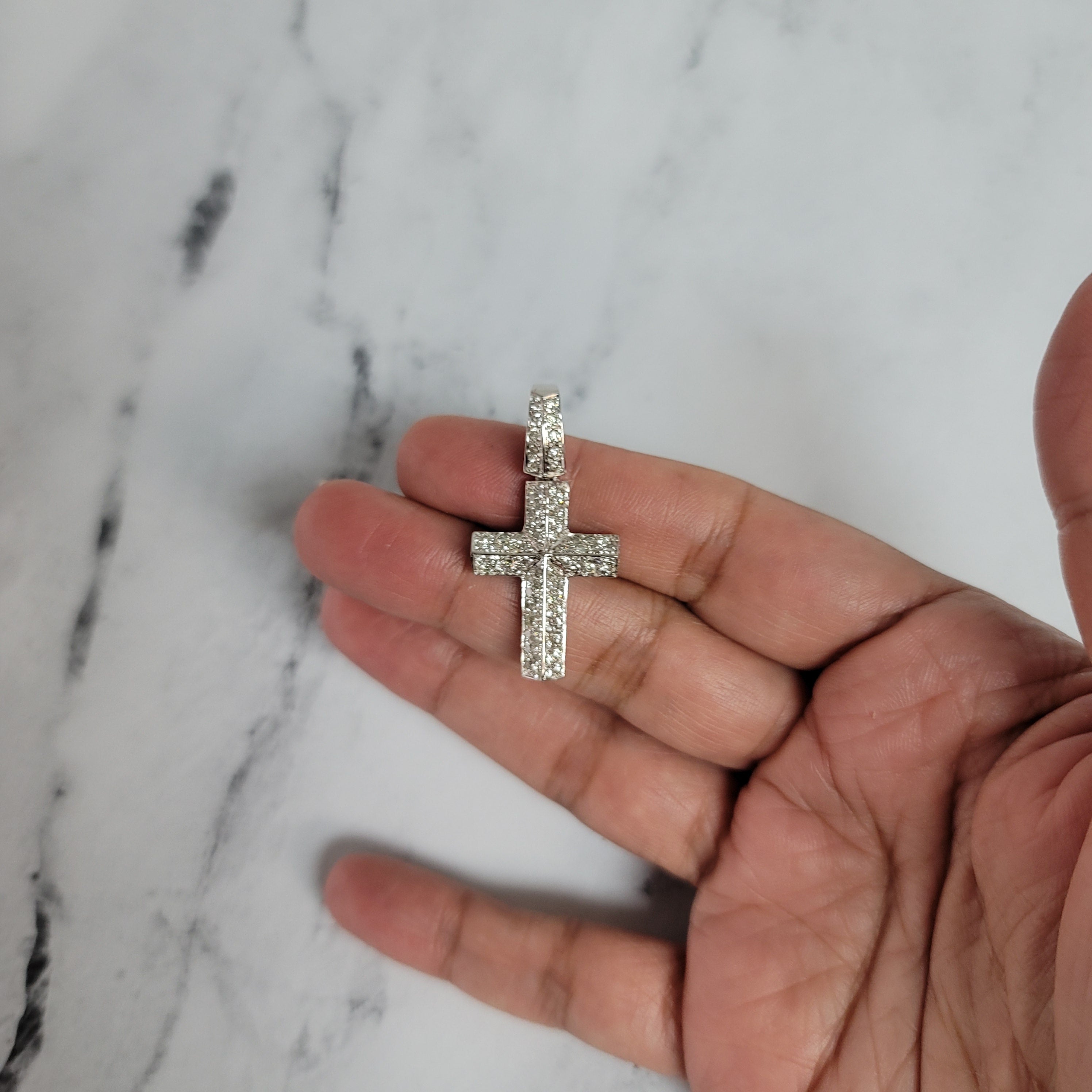 1.50cttw Diamond Cross Pendant in 14k White Gold - Elegant Religious Jewelry for Gifts, Baptism & Everyday Wear