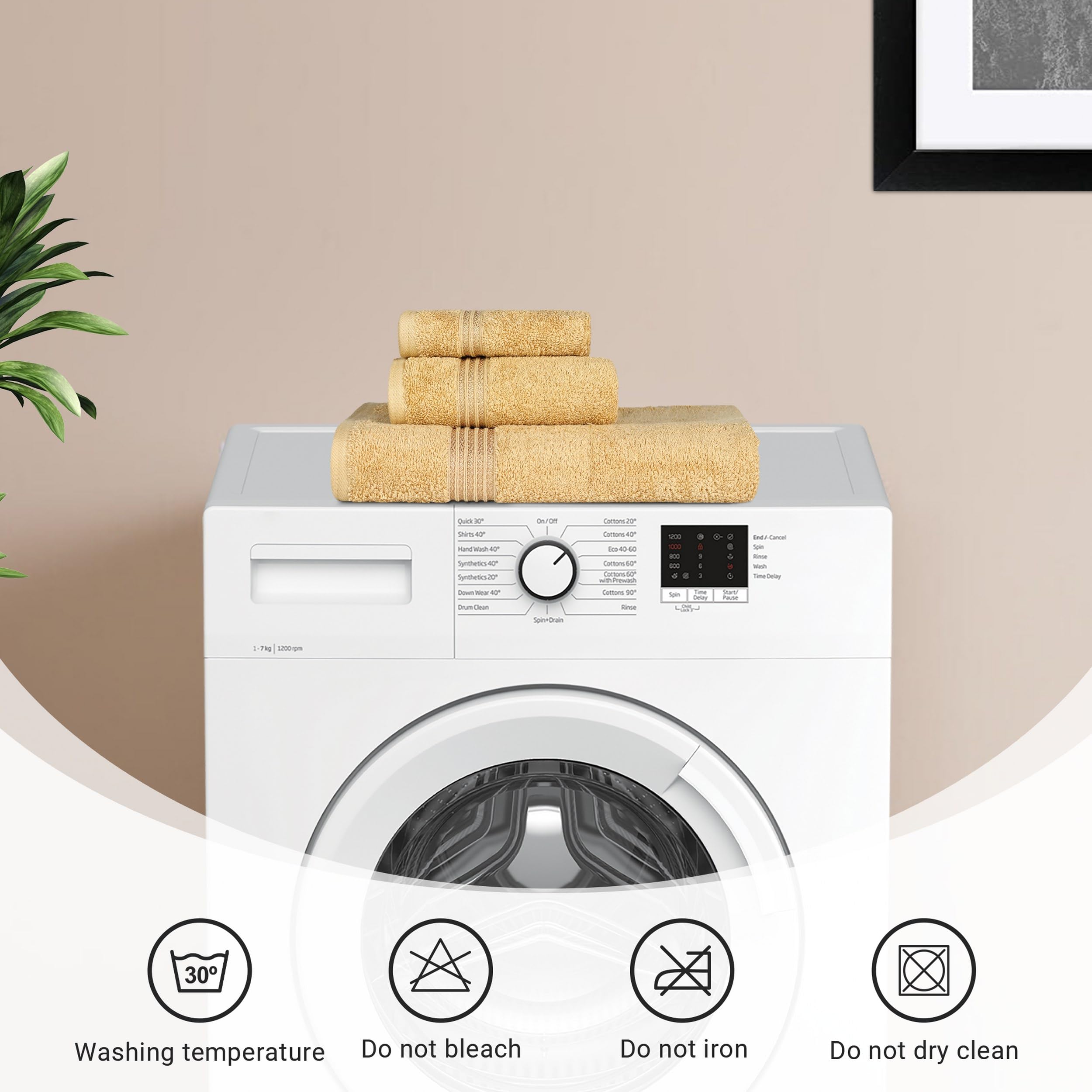 Premium BNM Egyptian Cotton 8-Piece Towel Set - Ultra Soft & Absorbent Bath, Hand & Face Towels for Luxury Home, Master & Guest Bathrooms - Includes 2 Bath Towels, 2 Hand Towels & 4 Washcloths - Quick Dry, Decorative Essentials (Gold) - Perfect for Spa Days & Upscale Hotel-Style Bathrooms