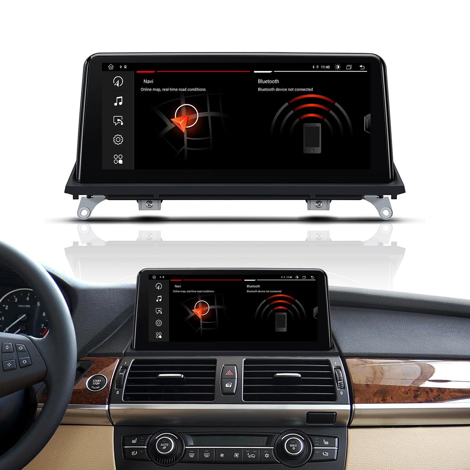 10.25 Inch Android 13 Car Stereo for BMW X5 E70 X6 E71 (2011-2014) - CIC System GPS Navigation with Wireless CarPlay, Bluetooth, WiFi & SWC - Perfect for Hands-Free Calling, Music Streaming & Mirror Link Navigation