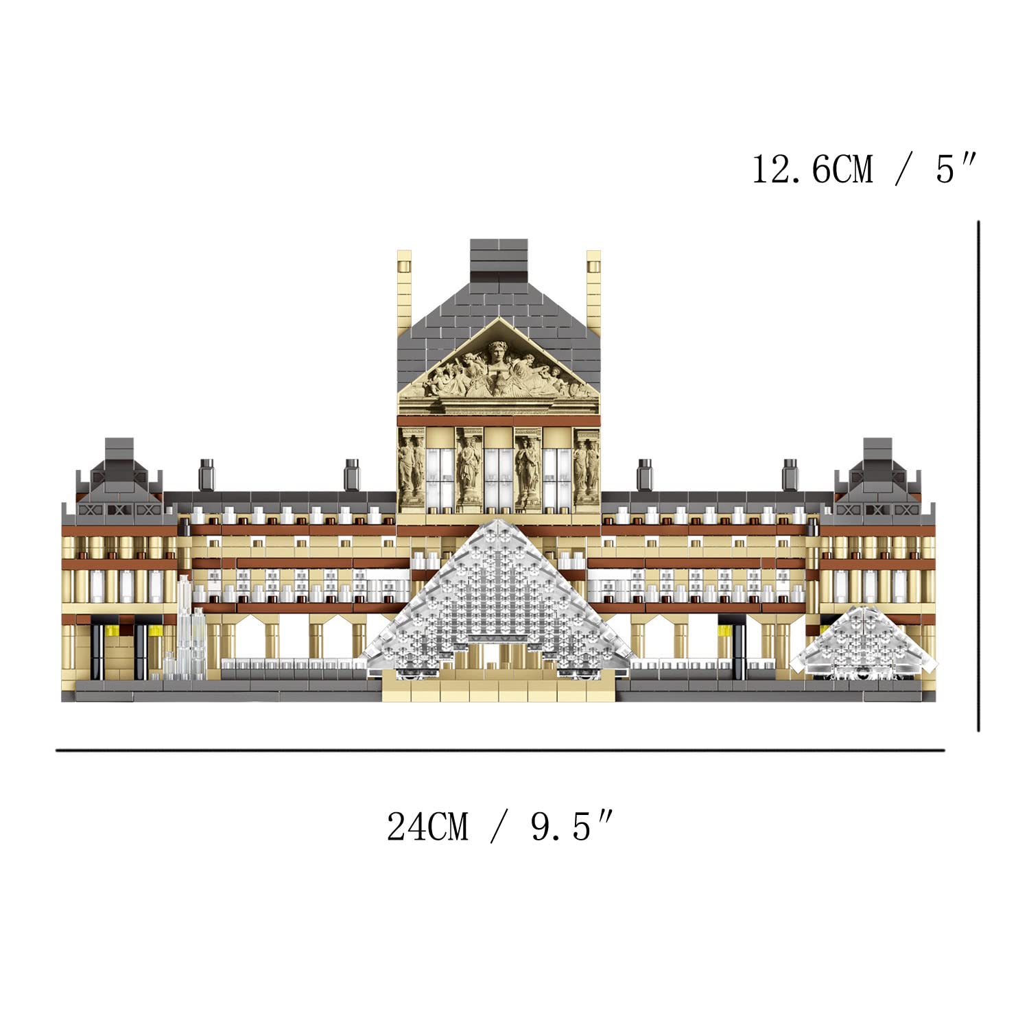 Paris Louvre Museum Building Blocks Set (3377Pcs) - Famous World Architecture Educational Toy for Kids & Adults - Creative STEM Learning & Home Decor Display