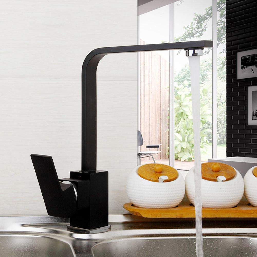 Premium Space Aluminum Swivel Kitchen Faucet - Black Orb Design with Hot & Cold Single Lever Brass Polished Finish - Perfect for Modern Farmhouse, RV, and Tiny Home Kitchen Sinks