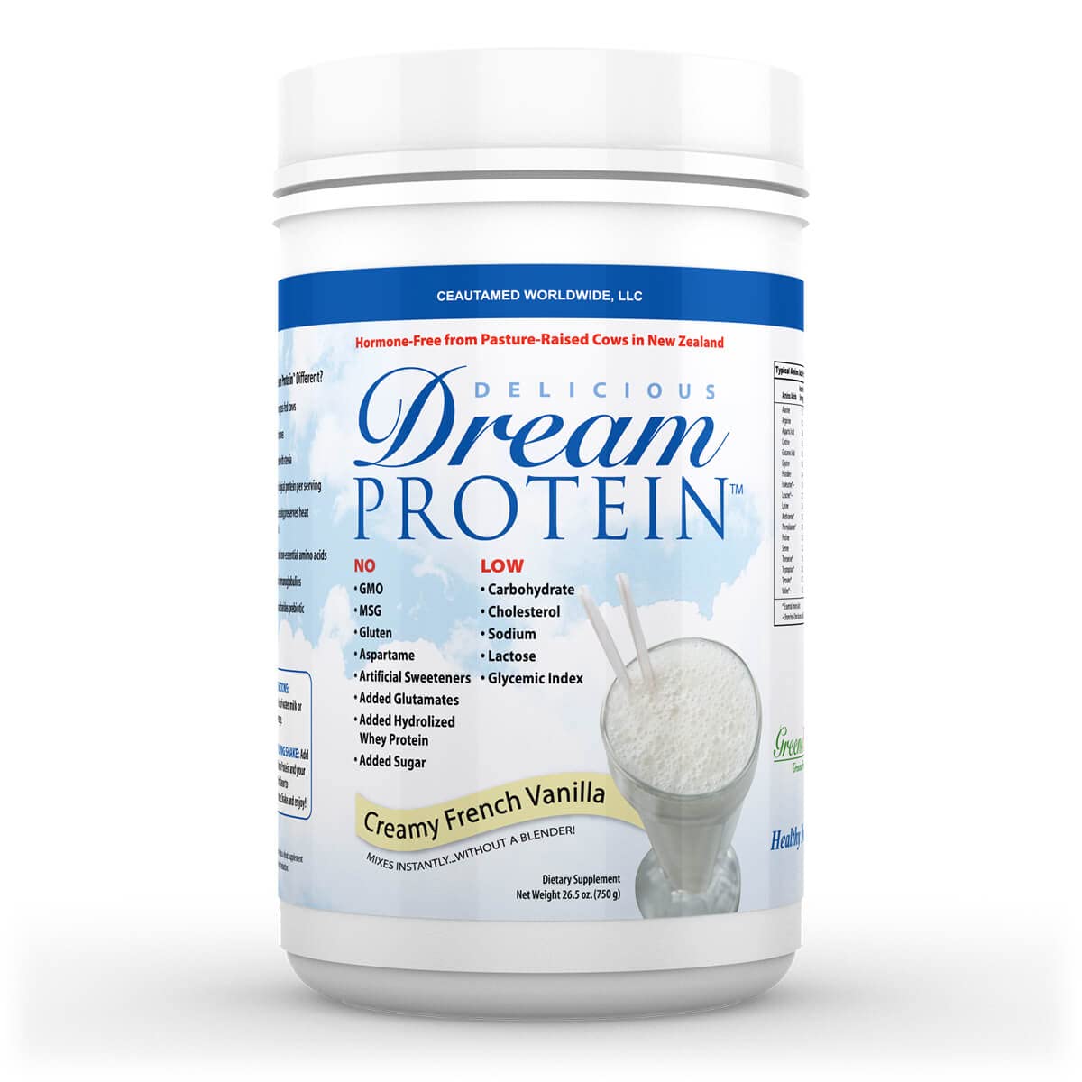 Dream Protein Whey Protein Powder - Premium French Vanilla Flavor, 720g | Muscle Recovery & Post-Workout Supplement for Athletes & Fitness Enthusiasts | Ideal for Smoothies, Shakes & Healthy Recipes