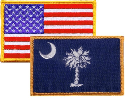 South Carolina & USA Flag Iron-On Embroidered Patches Combo Pack - Perfect for Backpacks, Jackets & DIY Crafts