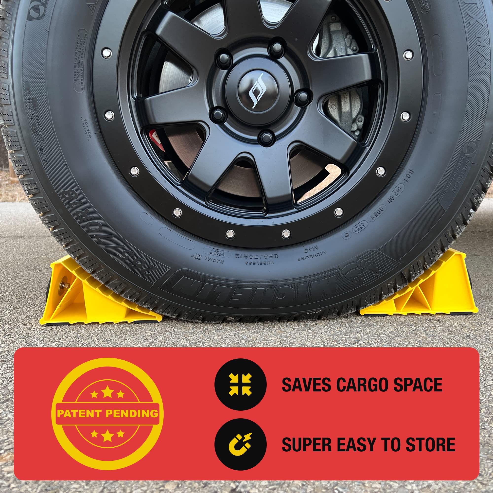 THD MagChocks Heavy Duty Magnetic Wheel Chocks for RV, Trailer & Camper - Secure Rubber Tire Chocks for Parking Safety (2 Pack) - Perfect for Camping, Boating & Outdoor Adventures