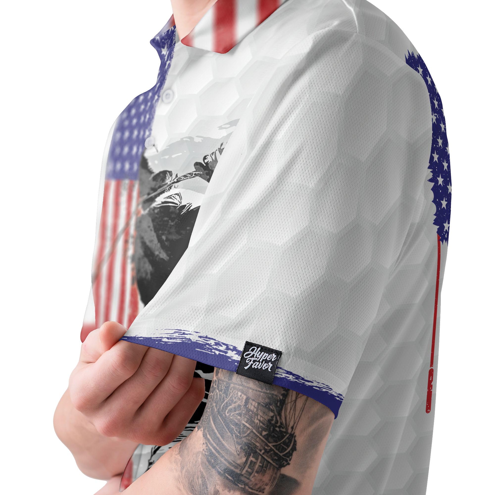 **Patriotic American Flag Golf Polo Shirts for Men - Short Sleeve Moisture-Wicking Performance Shirt - Ideal for Golf, BBQ, and 4th of July Celebrations**