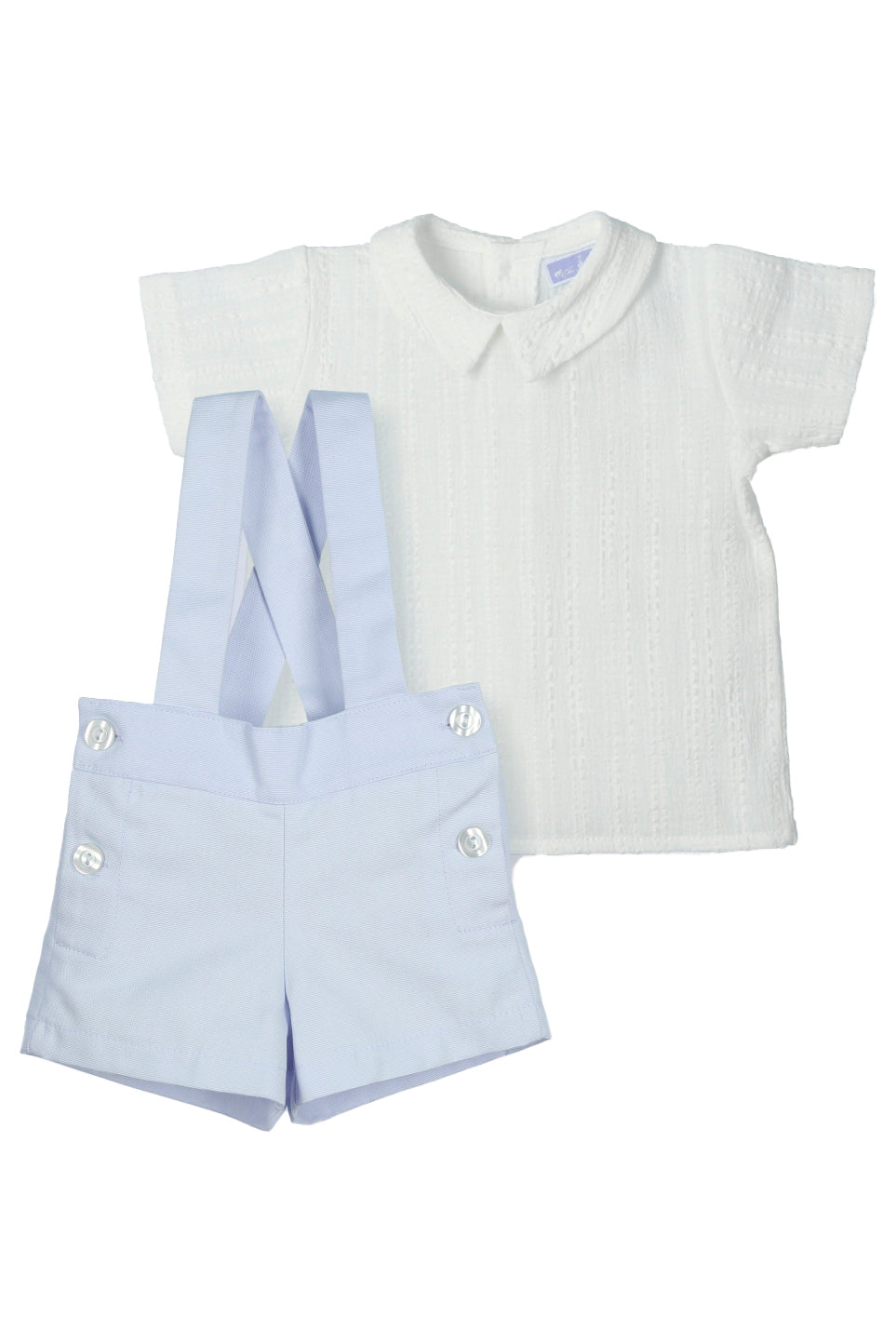 Taylor White Shirt & Blue Shorts with Braces - Stylish Casual Outfit for Men | Perfect for Summer, Beach, and Outdoor Activities