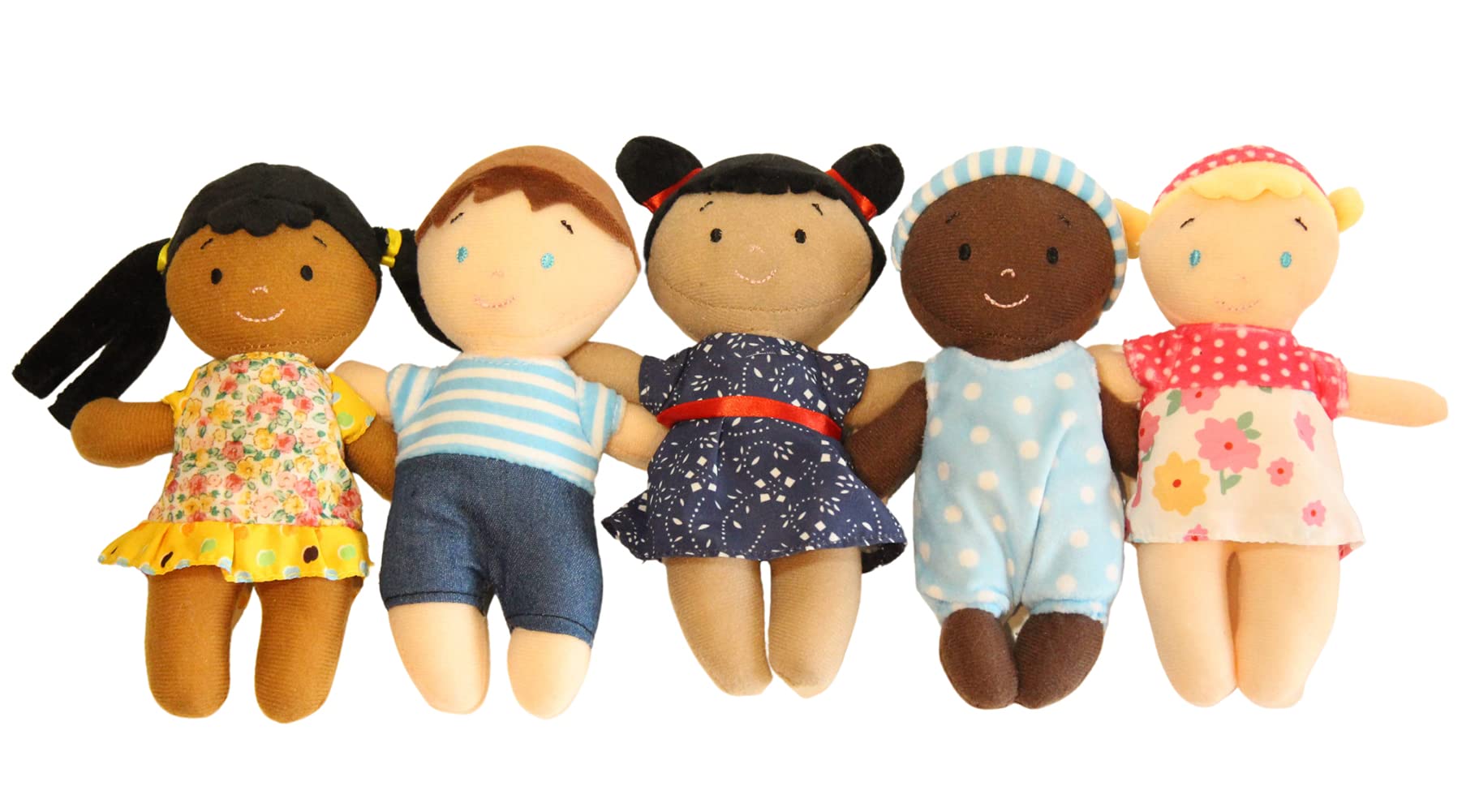 Diversity Buddies Plush Multicultural Dolls for Kids - Set of 5 (8