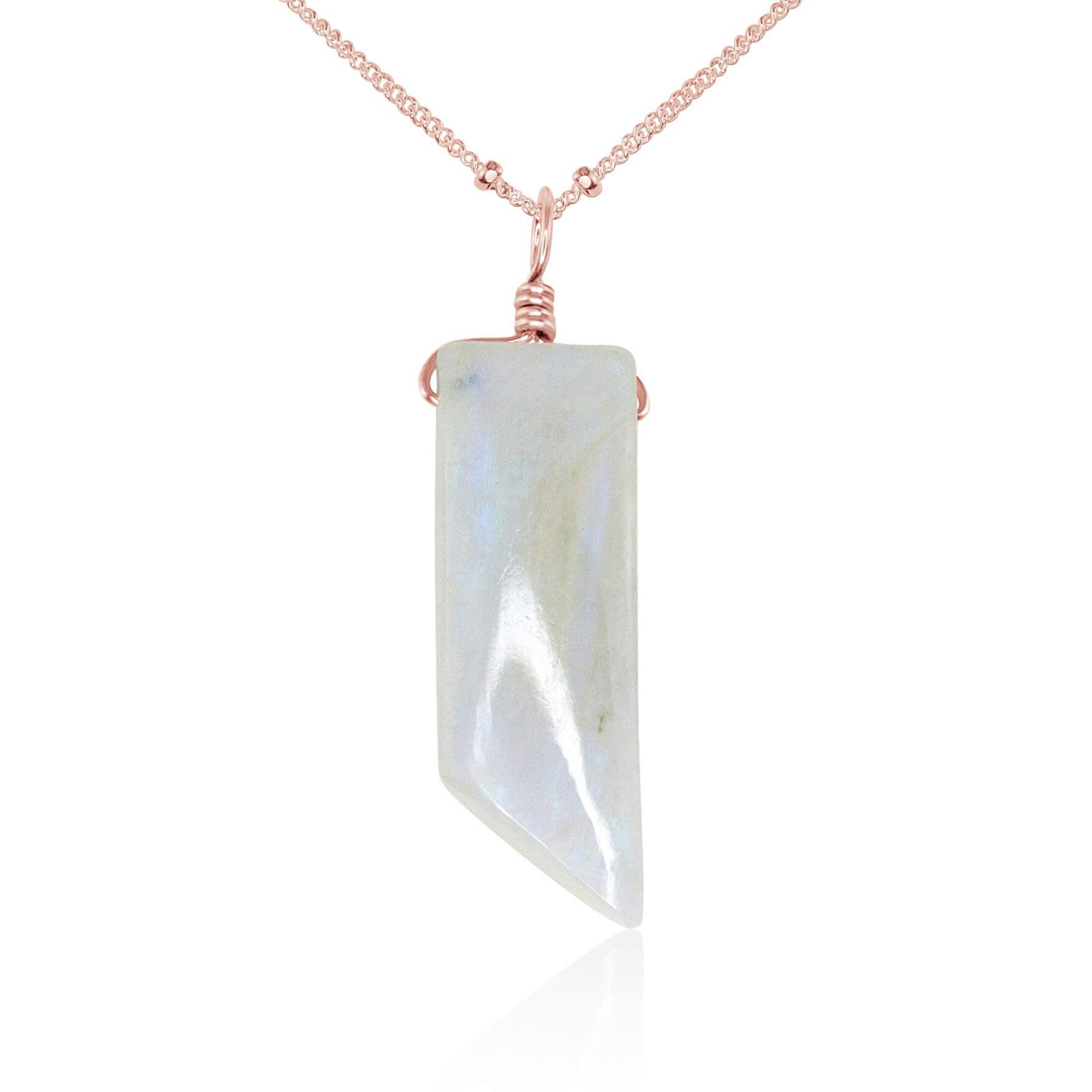 Natural Rainbow Moonstone Point Crystal Necklace – Healing Stone Jewelry for Meditation, Energy Balancing & Spiritual Growth
