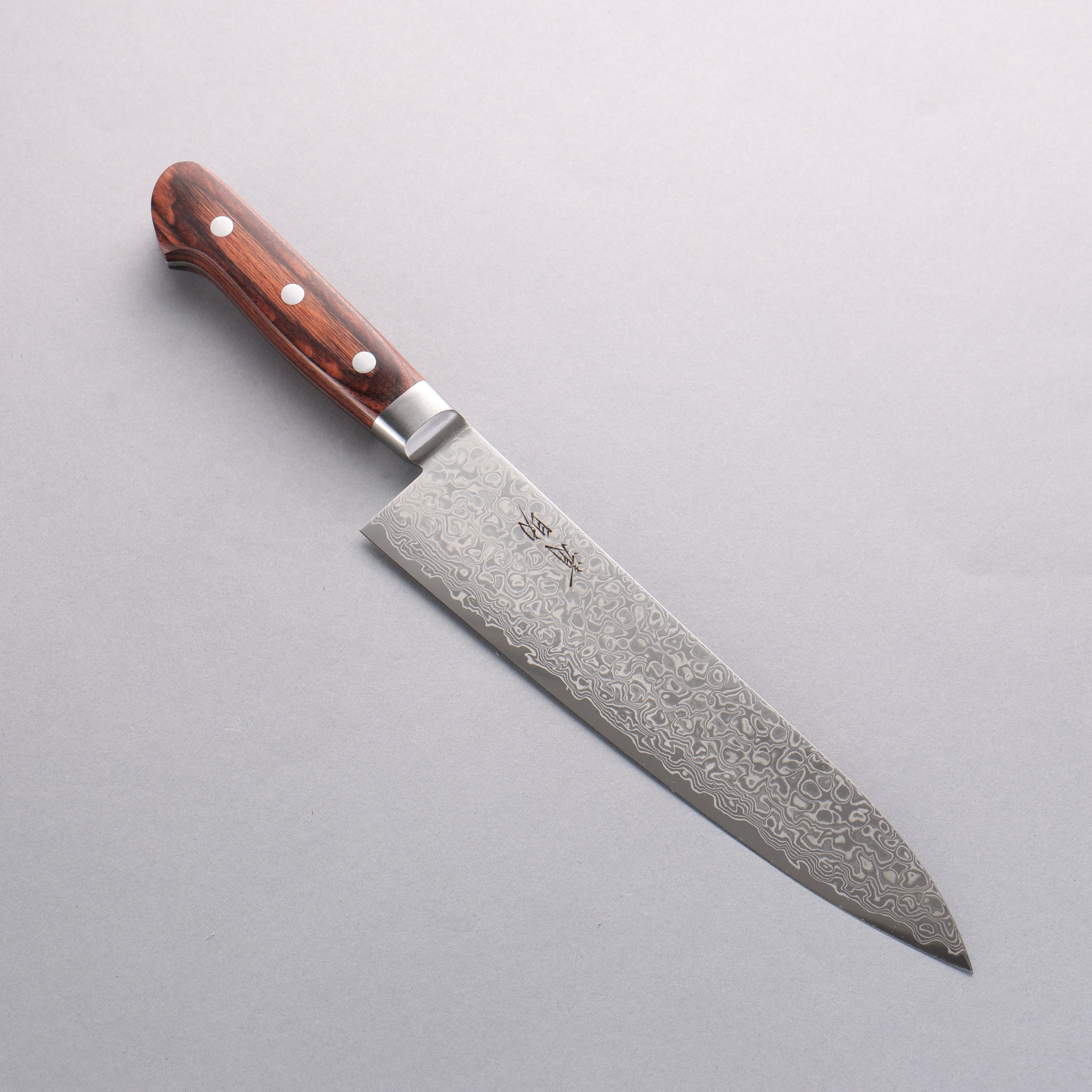 Premium Seisuke Mokusei ZA 18 Damascus Gyuto Knife 210mm - Mirror Finish, Brown Pakkawood Handle - Japanese Chef Knife for Professional Cooking & Sushi Preparation