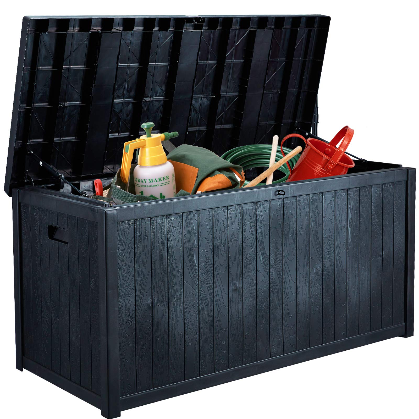 **AVAWING 120 Gallon Large Deck Box - Outdoor Storage Container for Garden Tools, Pillows, Pool Toys - Dark Grey Patio Furniture - Perfect for Backyard, Poolside & Garden Organization**