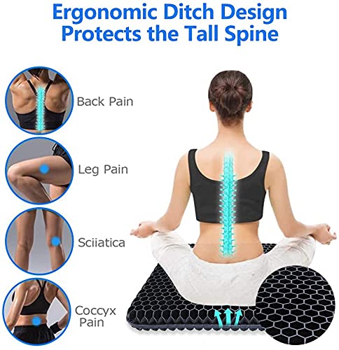 **Orthopedic Gel Seat Cushion for Pain Relief – Memory Foam & Elastic Support – Comfort for Office Chair, Car, Wheelchair – Reduce Back & Tailbone Pain – Ideal for Long Sitting & Driving**