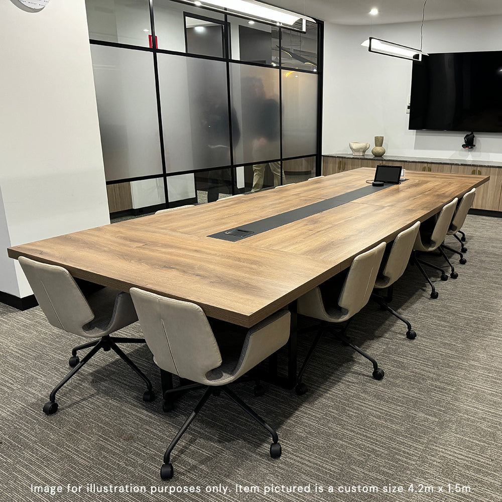 Premium VIDAL Boardroom Conference Table 3.0m x 1.2m (9.8ft x 3.9ft) - Warm Oak & Black Finish - Large Office Meeting Table for Executive Conference Rooms & Professional Workspaces