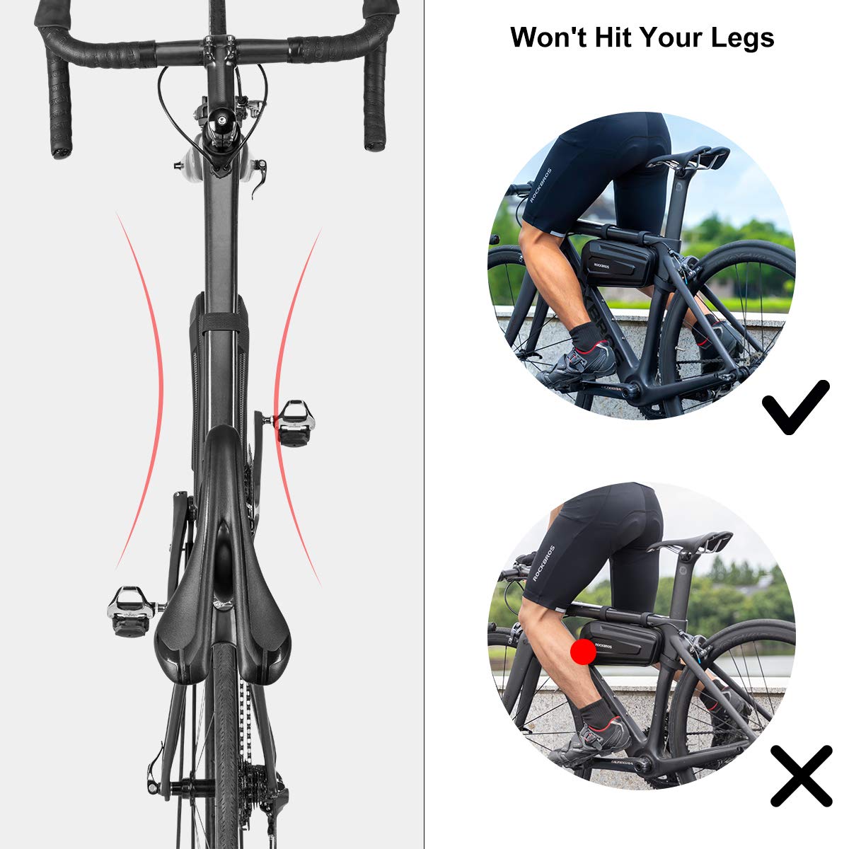 ROCKBROS Waterproof EVA Bike Frame Bag - Triangle Storage Pouch for Mountain & Road Bicycles | Under Top Tube Saddle Bag | Durable Cycling Accessories for Commuting, Touring & Outdoor Adventures