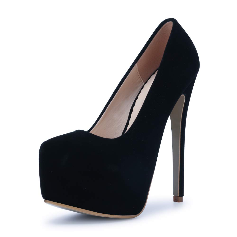 OCHENTA Women's Hidden Platform Stiletto High Heels Slip On Pumps - Sexy Pointed Toe Dress Shoes for Party, Wedding & Evening Wear