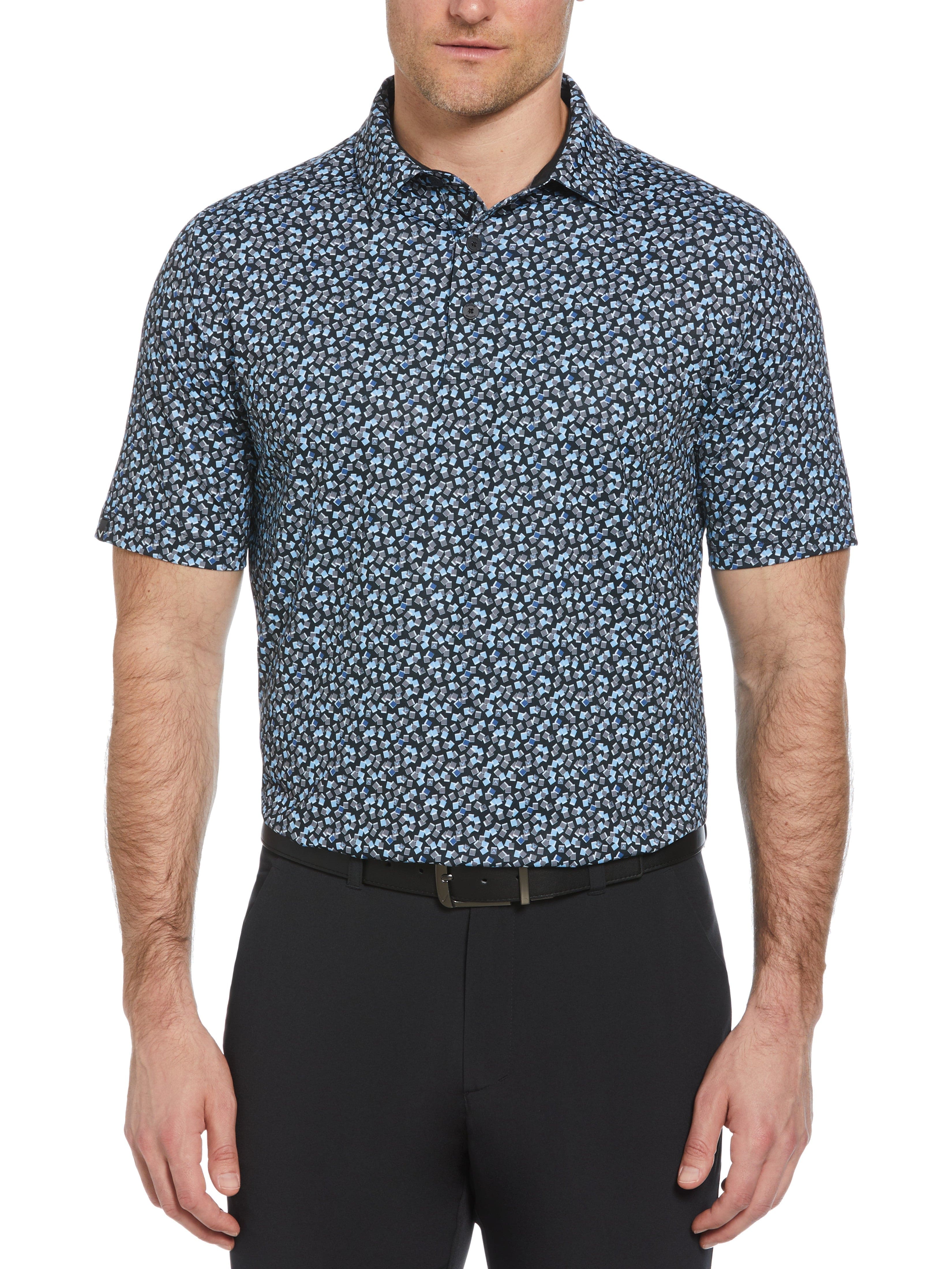 Men's Stylish Polaroid Confetti Print Golf Polo Shirt - Breathable & Comfortable for Golf, Casual Wear & Summer Outings