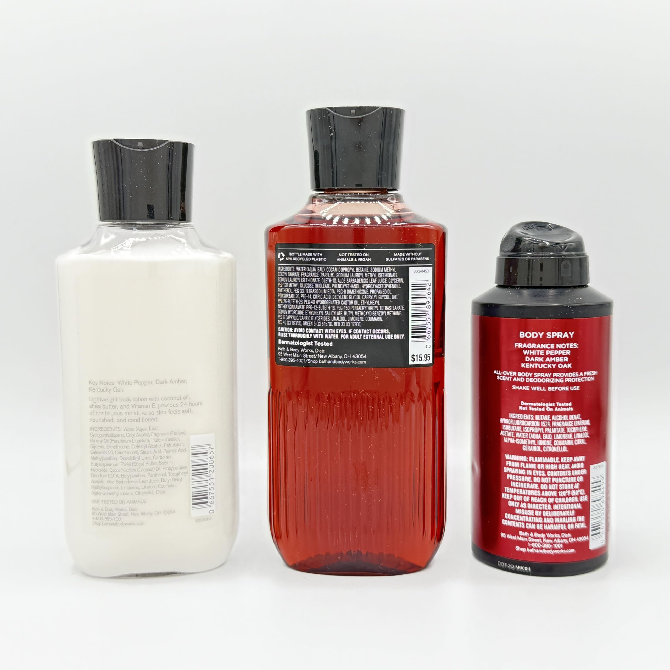 Premium Bourbon Scented Men's Bath & Body Gift Set - 3 Piece Bundle with Moisturizing Body Lotion, Hydrating Body & Hair Wash, Refreshing Body Spray - Perfect for Gifts, Travel & Daily Skincare Routine