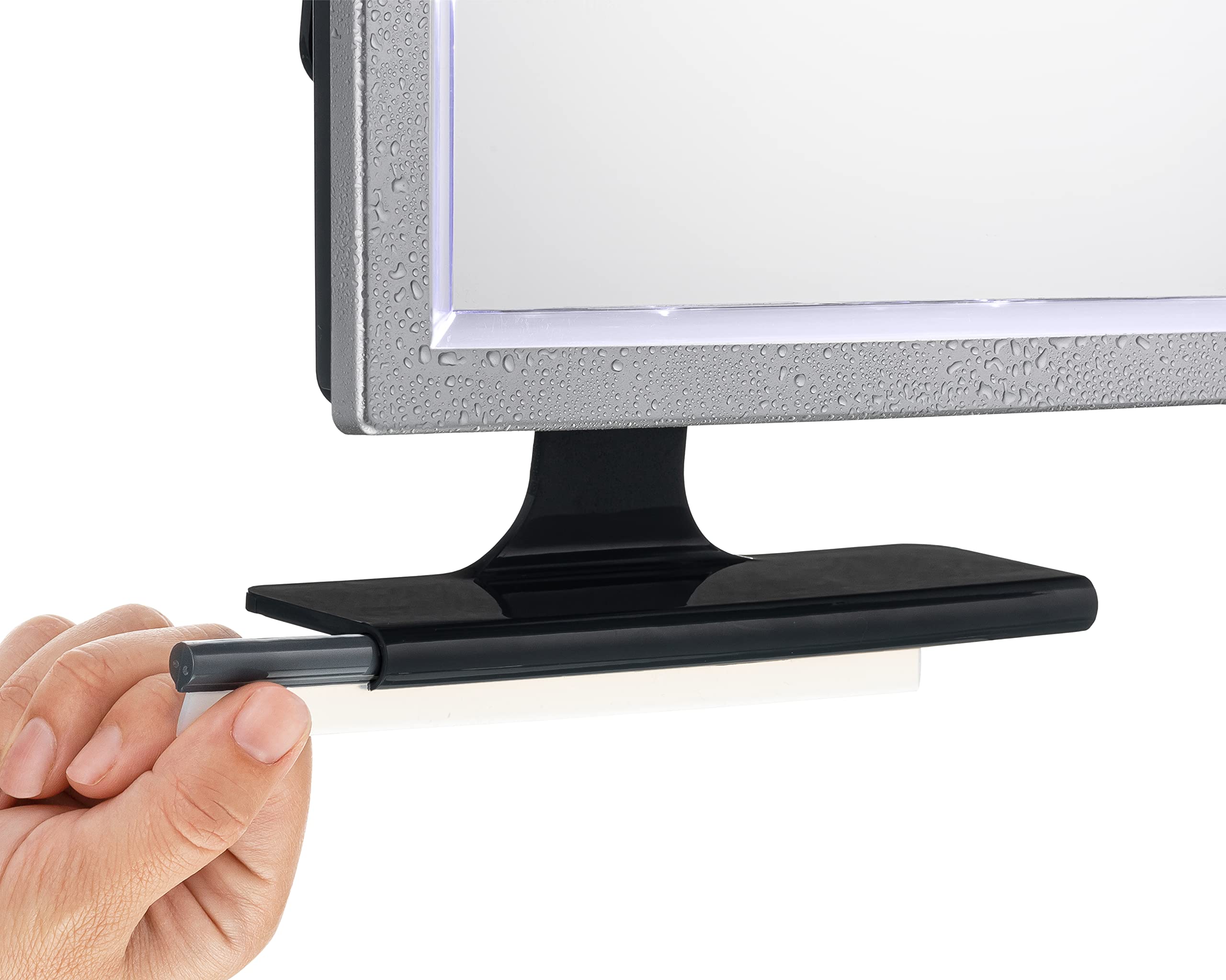 ToiletTree Deluxe LED Fogless Shower Mirror with Squeegee - Anti-Fog Adjustable Shaving Mirror for Men & Women - Rustproof, Shatterproof Bathroom Mirror for Shaving, Skincare & Makeup Application