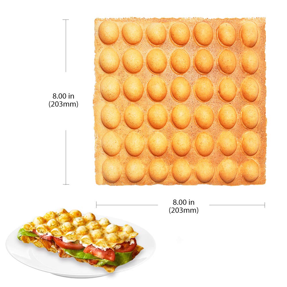 ALDKitchen Bubble Waffle Maker Machine - Nonstick Rotating Square Waffle Iron with Stainless Steel Housing | Perfect for Home Breakfast, Party Desserts & Street Food Snacks