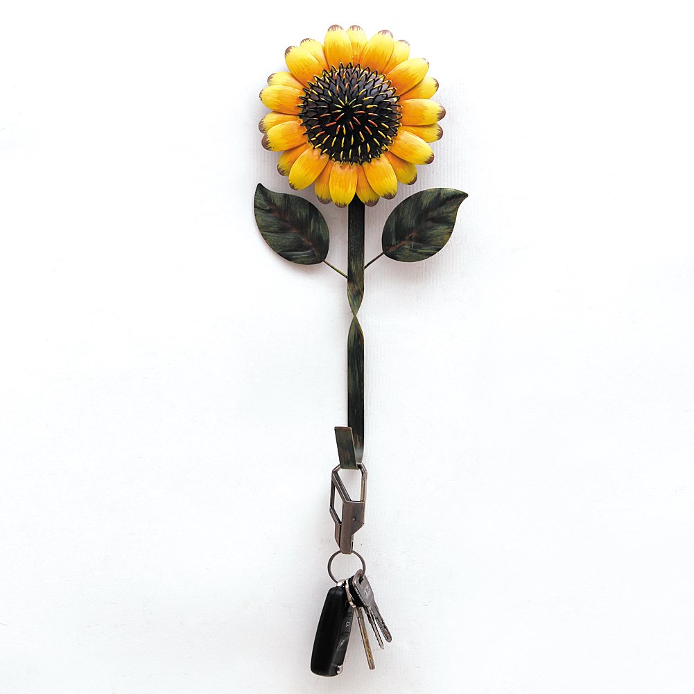 Rustic Metal Sunflower Key Hook - Wall Mounted Key Holder for Keys, Towels, Coats & Accessories | Perfect for Kitchen, Bathroom & Home Decor | Organize Entryway, Mudroom & Bedroom