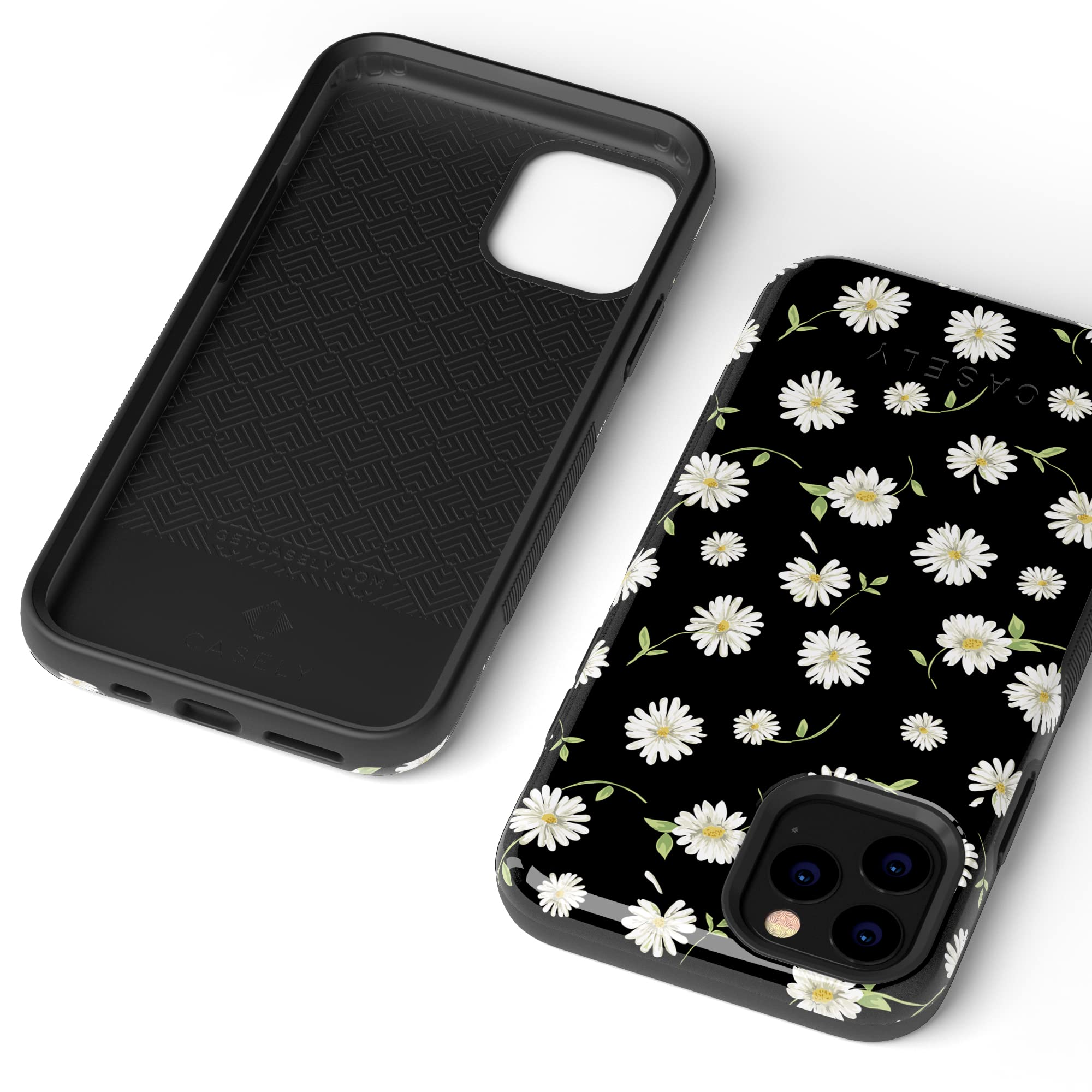 Casely iPhone 11 Pro Max Case - Daisy Daydream Black Floral Protective Cover | Slim Fit, Shockproof & Scratch-Resistant | Perfect for Everyday Use, Work & Travel