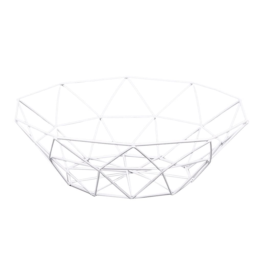 Geometric Wire Fruit Basket - Stainless Steel Kitchen Storage Bowl for Fruits & Vegetables | Modern Desktop Display Plate for Home, Office, or Restaurant Decor