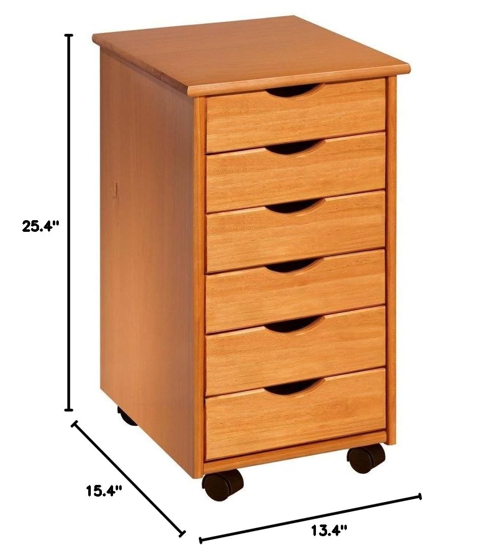 6-Drawer Sewing Cart with Wheels - Compact Wood Storage for Sewing & Office