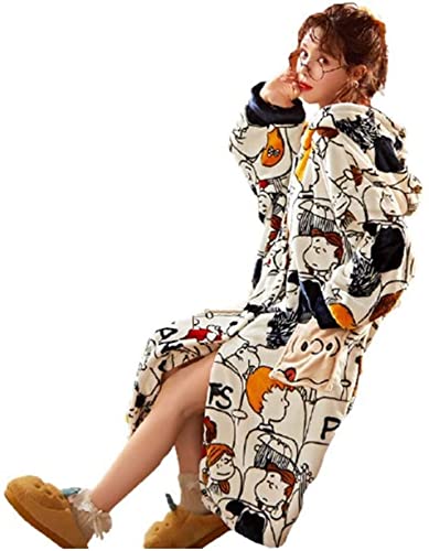 Zheshitech Women's Fleece Pajamas Set - Soft Flannel Long Sleeve Hooded Robe with Thickened Velvet Lining for Winter | Cozy Homewear, Loungewear & Gift for Christmas